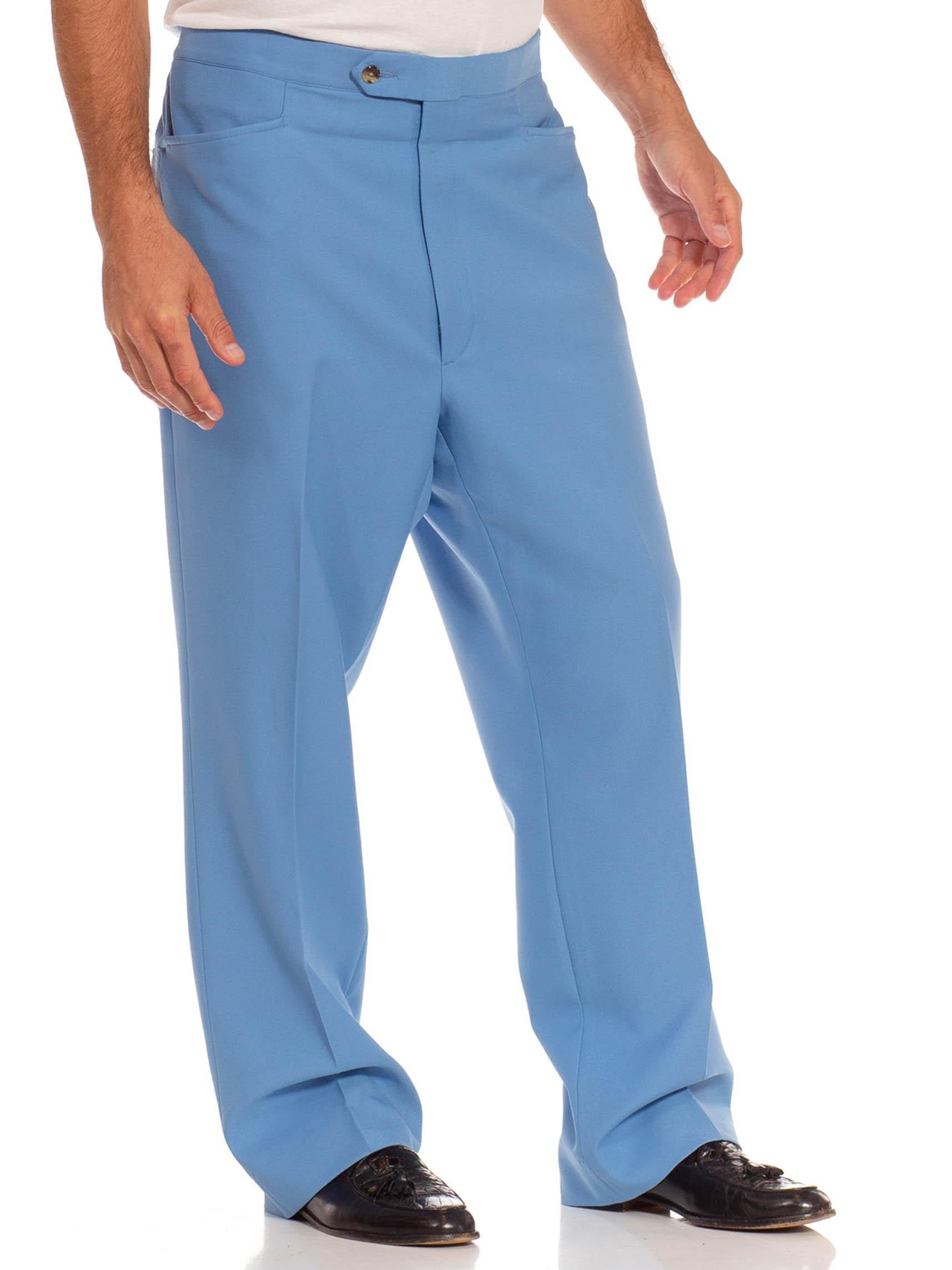 Pantalon en polyester bleu 1970S en vente 2
