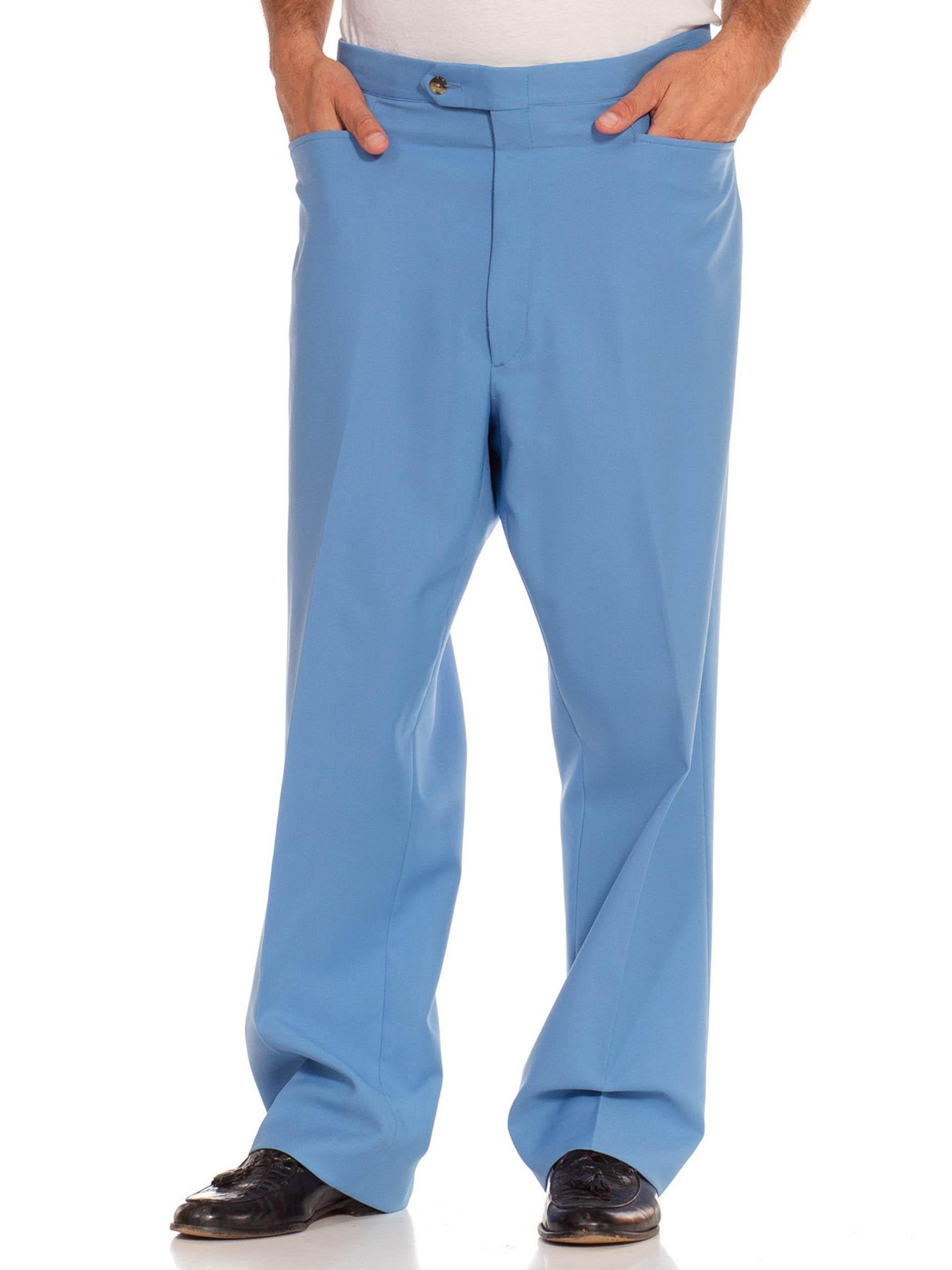 Pantalon en polyester bleu 1970S en vente 5