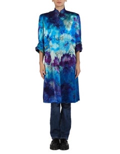 1970S Blue & Purple Silk Tricot Jersey Dye Jacket With Pockets