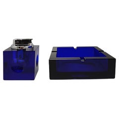 1970s Blue Smoking Set by Antonio Imperatore in Murano Glass