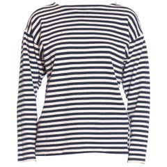 Maglione anni '70 in cotone a righe bianche e blu autentico French Mariner