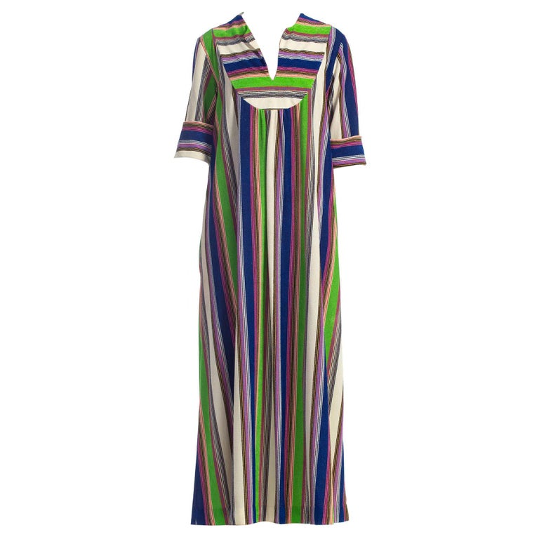 1970S Blue and White Striped Poly/Cotton Terry Cloth Poolside Dress at ...