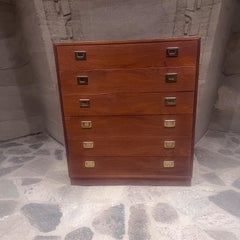 1970s Bo-Danica La Jolla Teak Dresser Brass Pulls Denmark