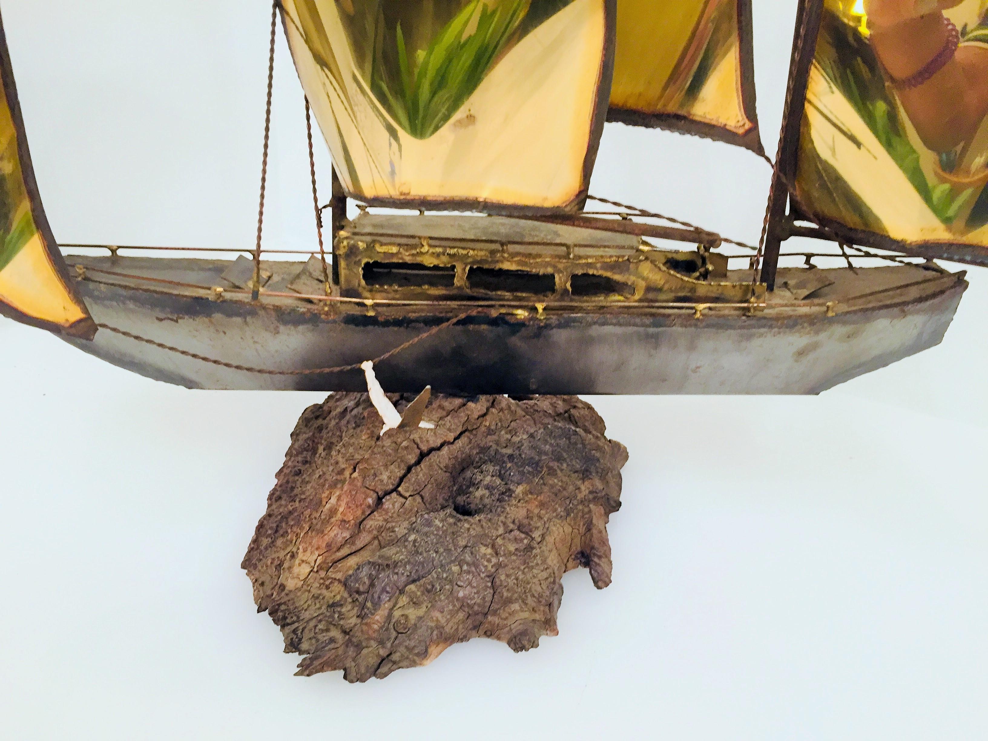 Unsigned brass boat sculpture.