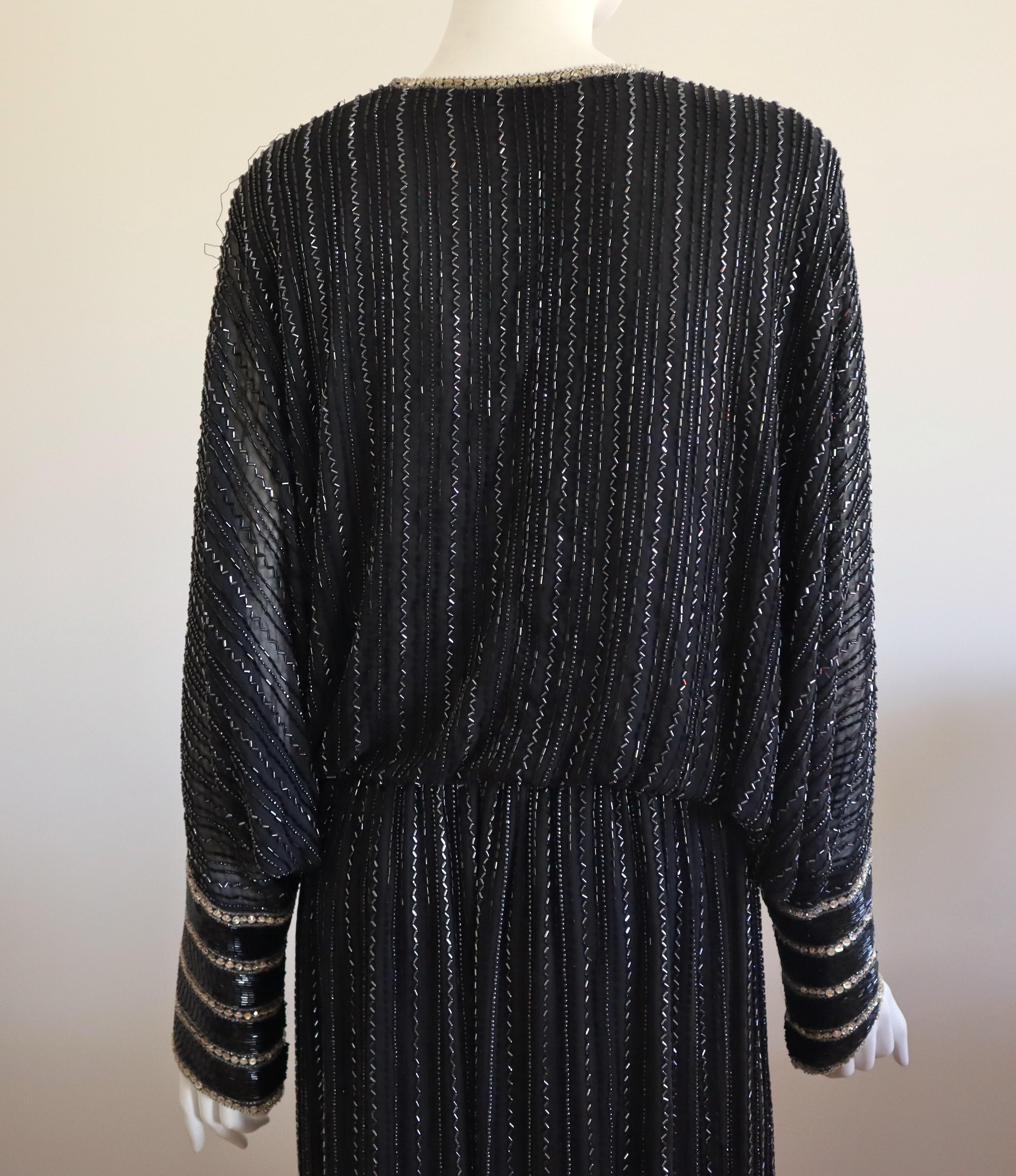 1970s BOB MACKIE Beaded Batwing Gown For Sale 6