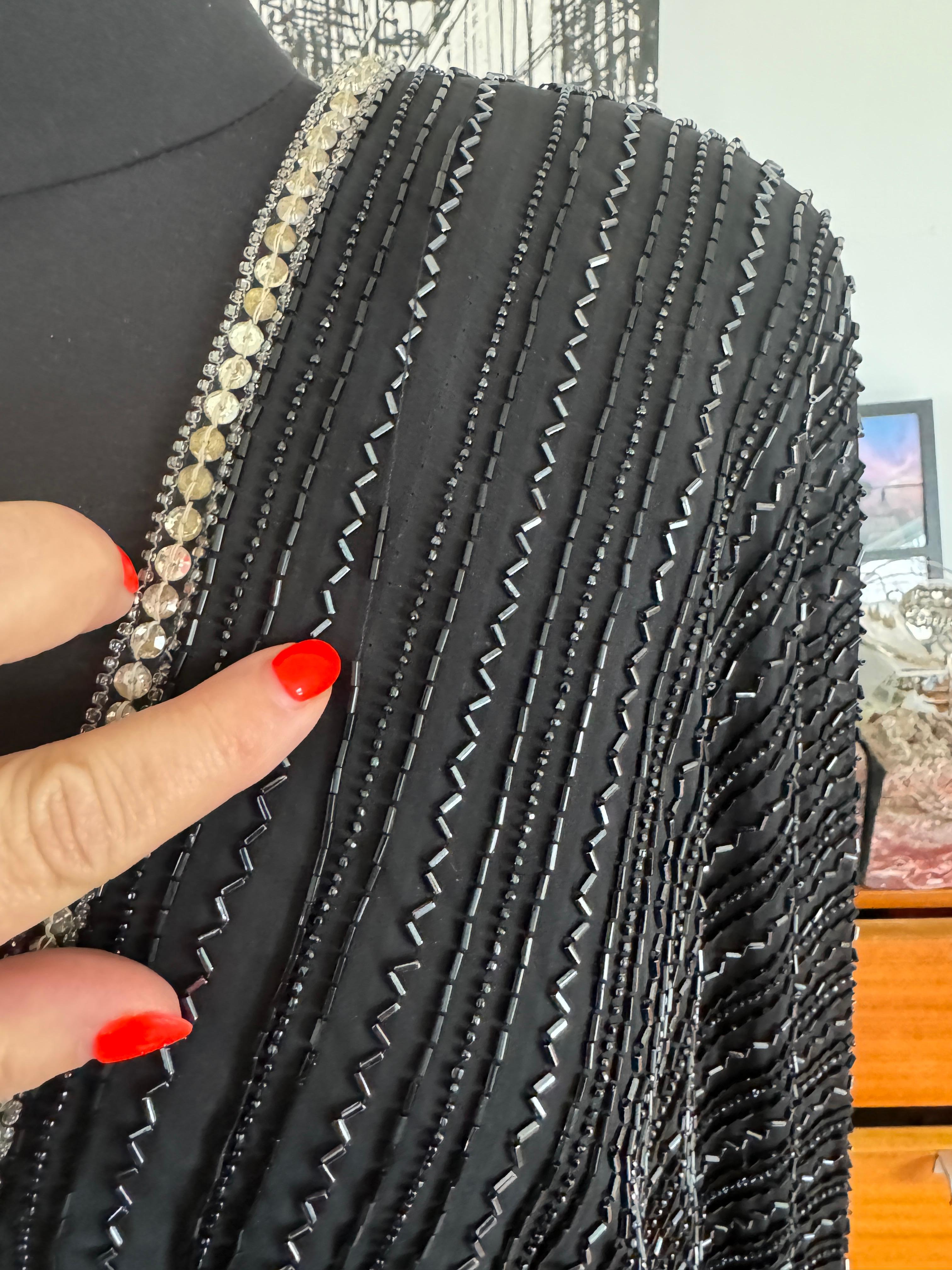 BOB MACKIE Beaded Gown 1970's Dolman Sleeve For Sale 14