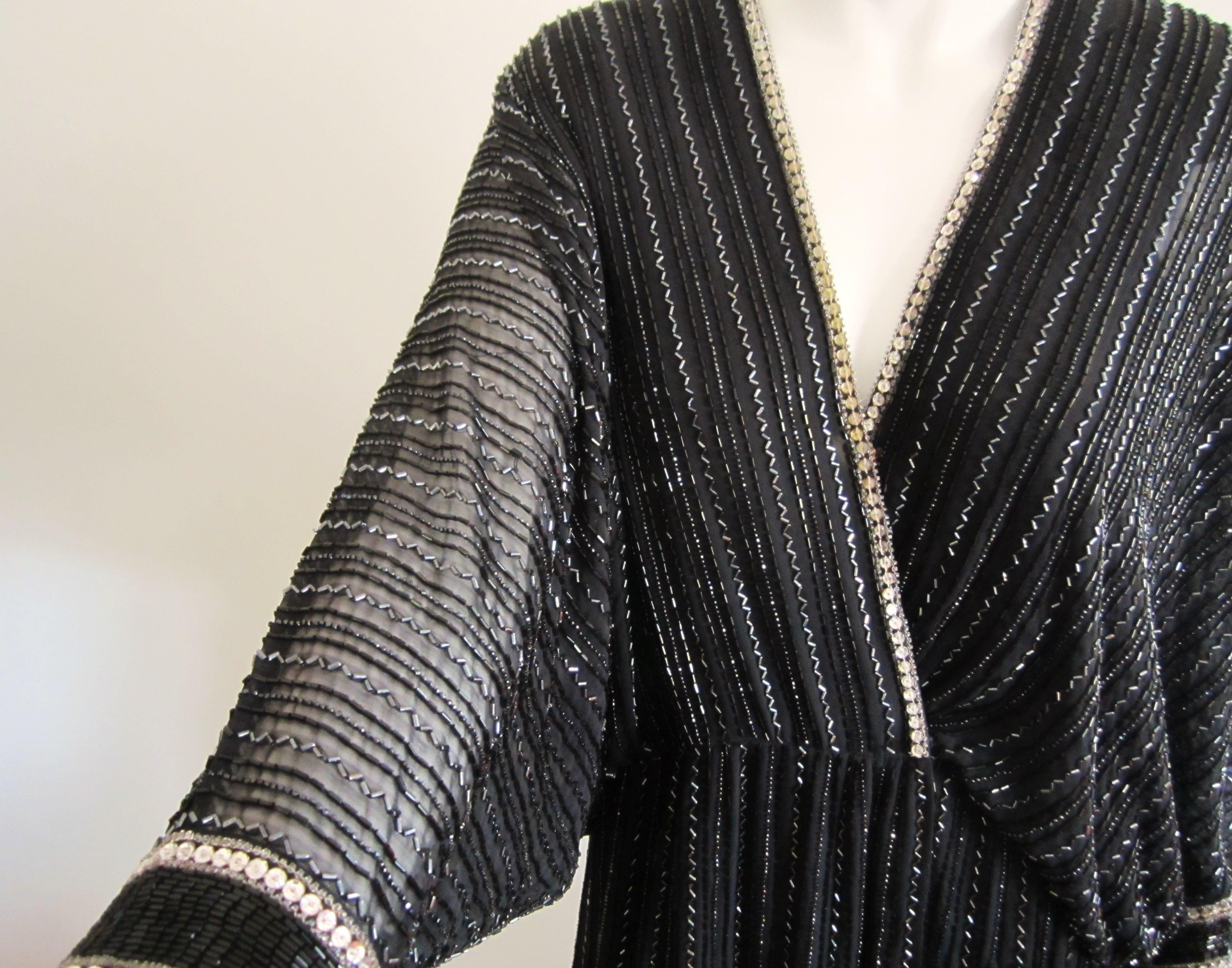 Women's 1970s BOB MACKIE Beaded Batwing Gown For Sale
