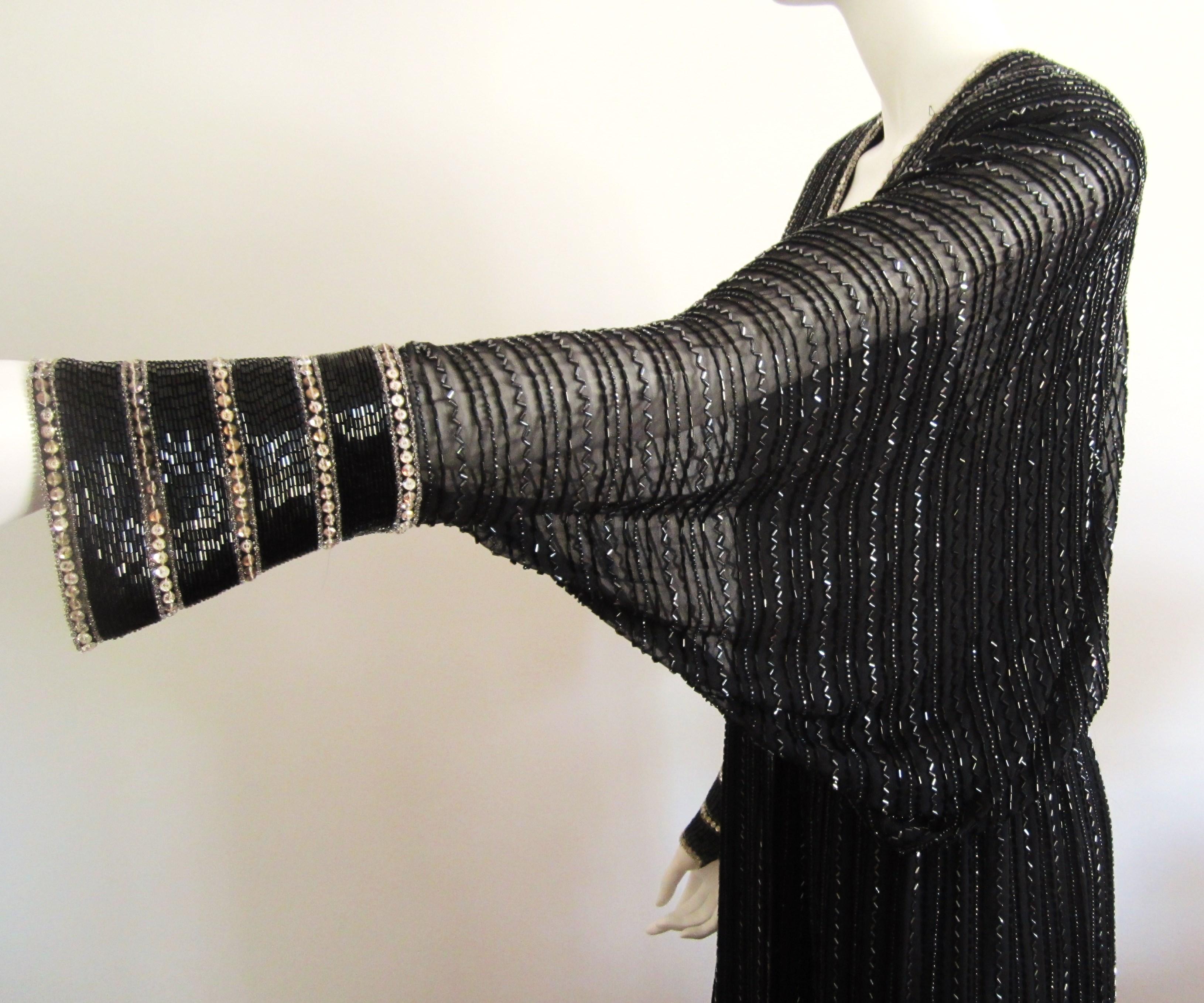 1970s BOB MACKIE Beaded Batwing Gown For Sale 2