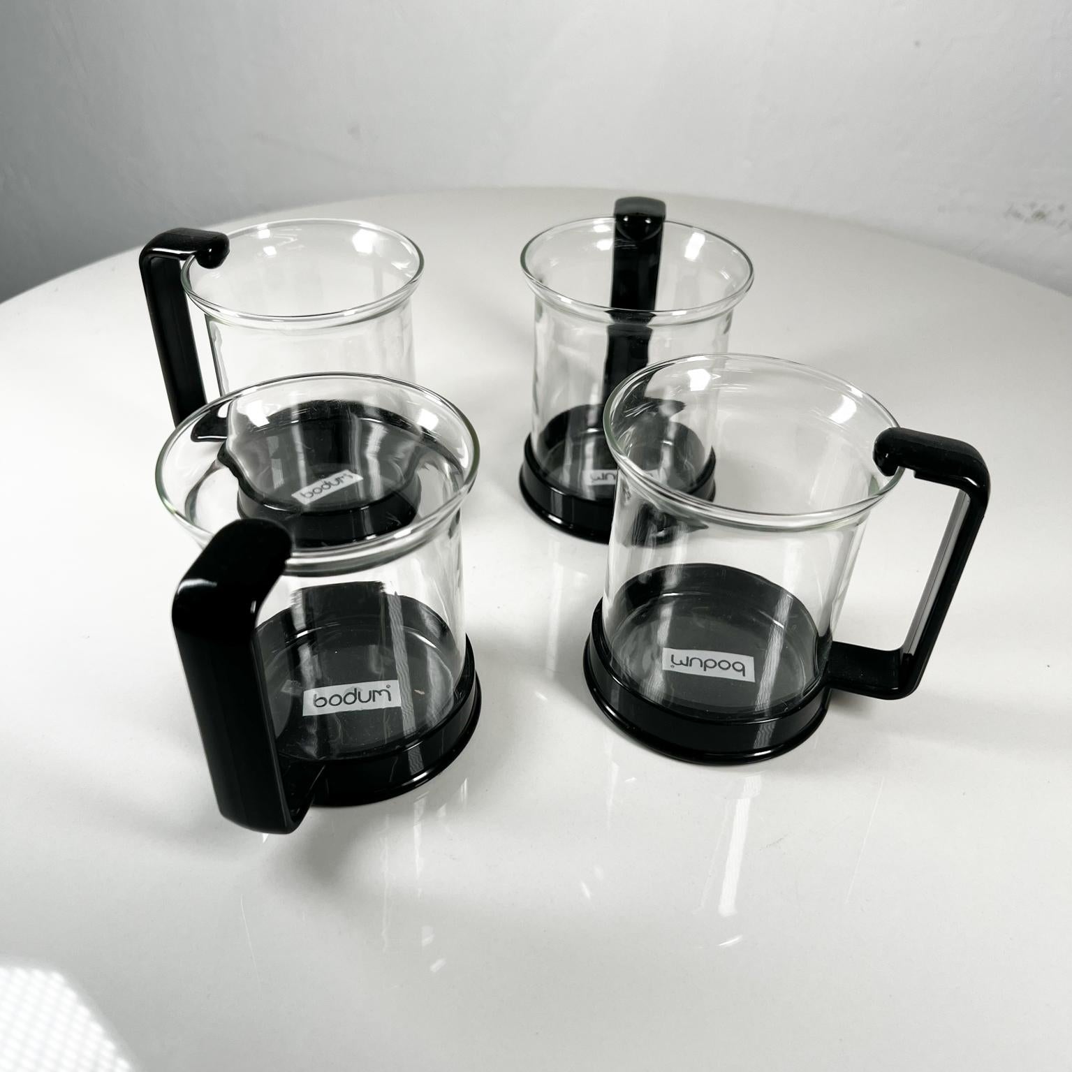 Danish 1970s Bodum Set Glass Coffee Tea Pot + Four Glass Mugs Denmark