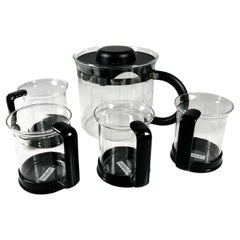 1970s Bodum Set Glass Coffee Tea Pot + Four Glass Mugs Denmark
