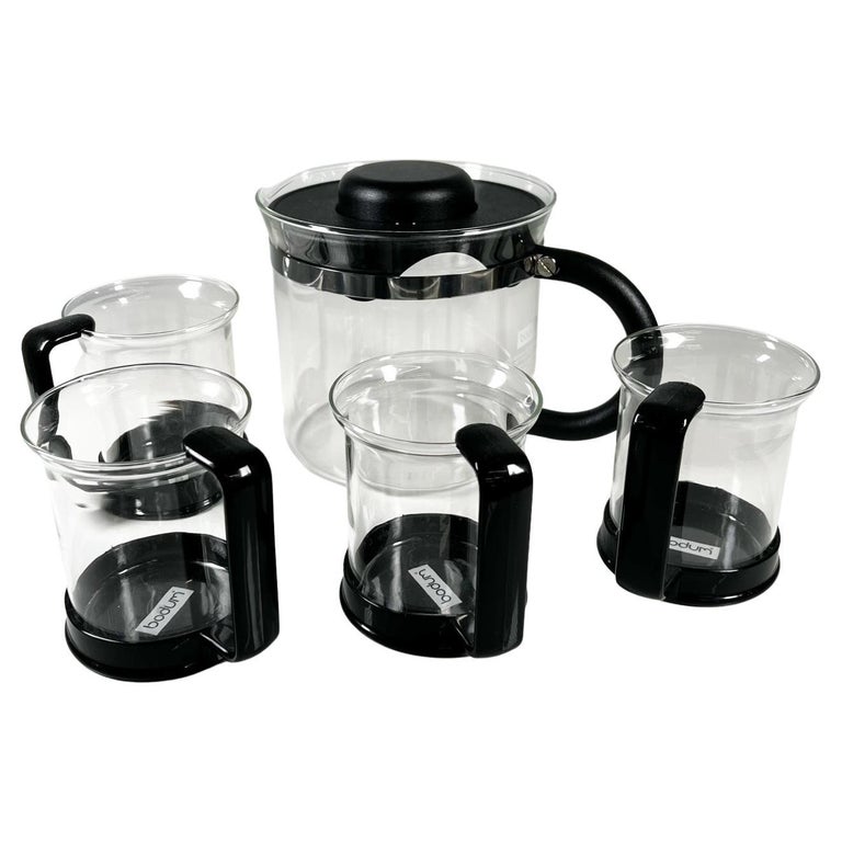 1970s Bodum Set Glass Coffee Tea Pot + Four Glass Mugs Denmark For Sale at  1stDibs | bodum denmark