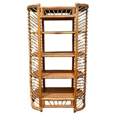 1970
s Bohemian Bamboo and Rattan Bookcase