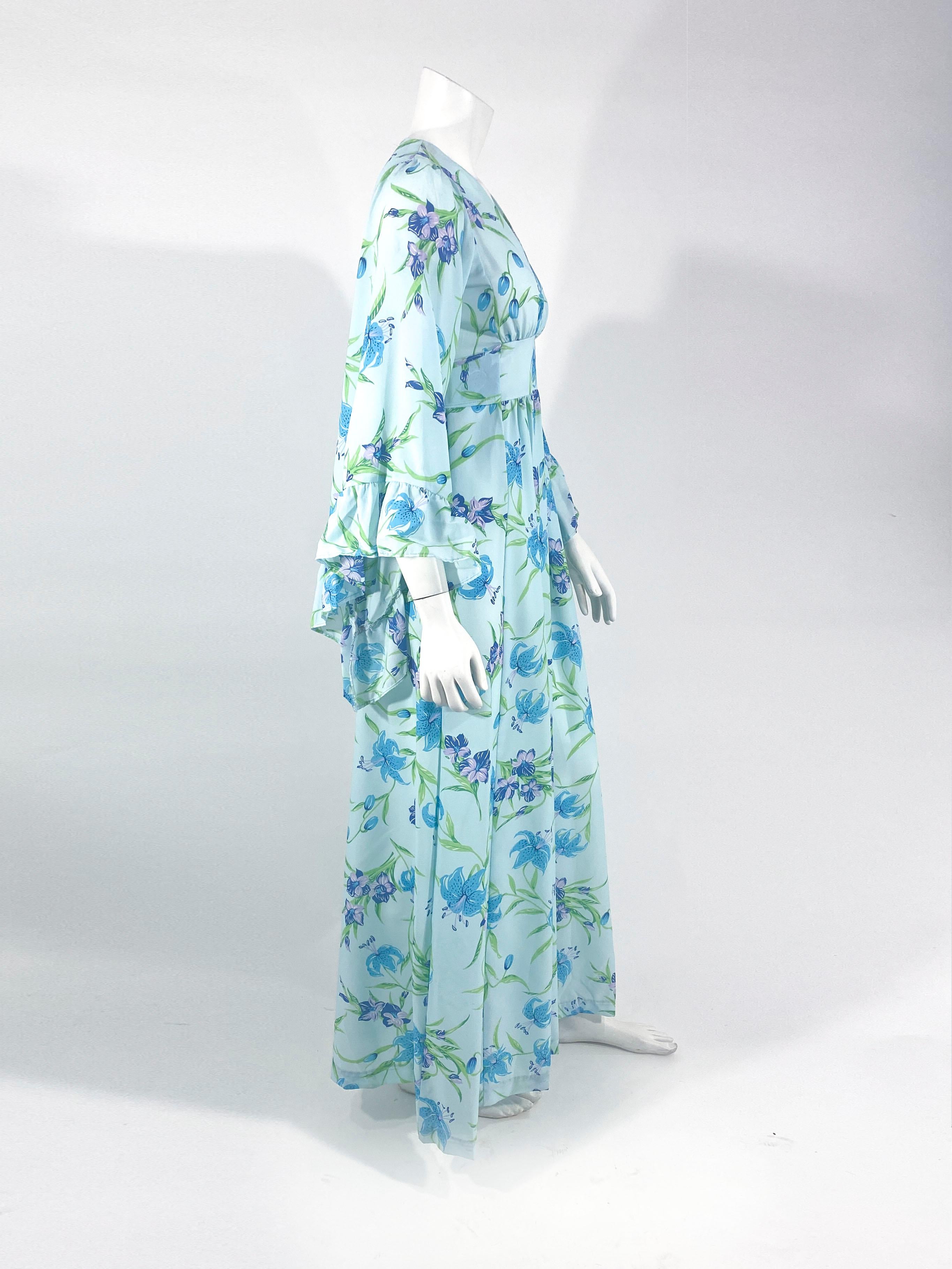 Robe imprimée à fleurs bohèmes des années 1970 Pour femmes en vente