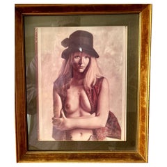 1970s Bohemian Glamour Portrait Photograph in Gilt Frame, Vintage Studio Nude