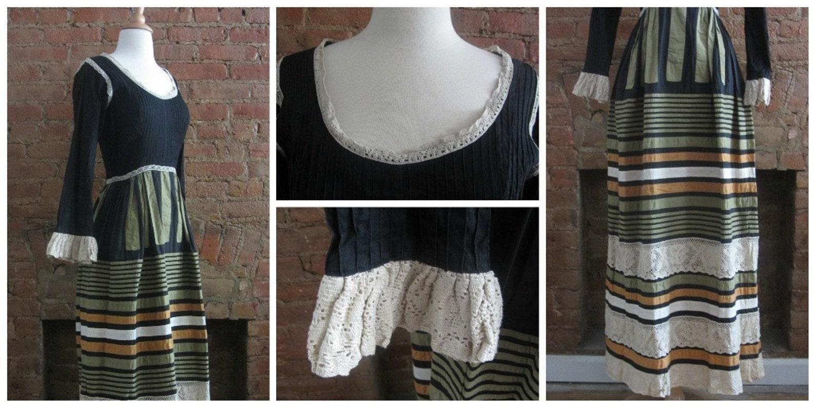 De las mujeres Georgia Charuhas Maxi Vestido Bohemio Mexicano, Circa 1970s en venta