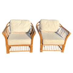 Poltrone relax in bambù e rattan in stile boho chic degli anni '70, in stile McGuire