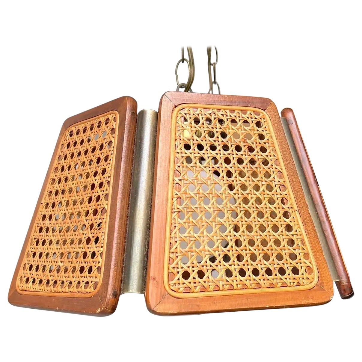 Lights Boho Chic en bois et canne des années 1970 en vente