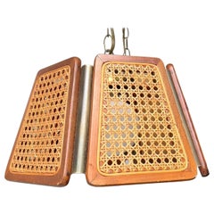 1970’s Boho Chic Cane and Wood Pendant Light