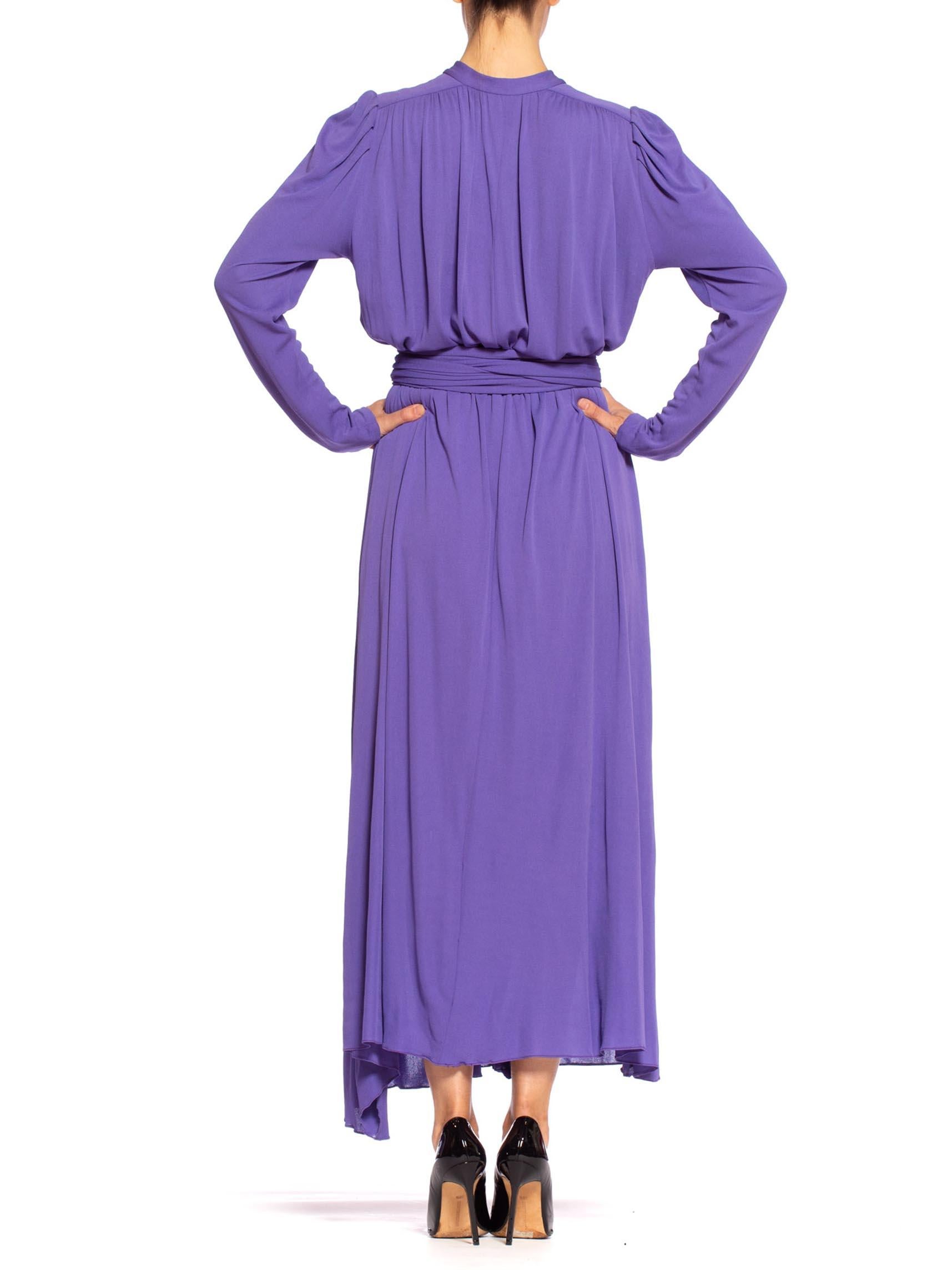 1970'S Lilac Silk Jersey Long Sleeved Wrap Dress With Sash Belt 5