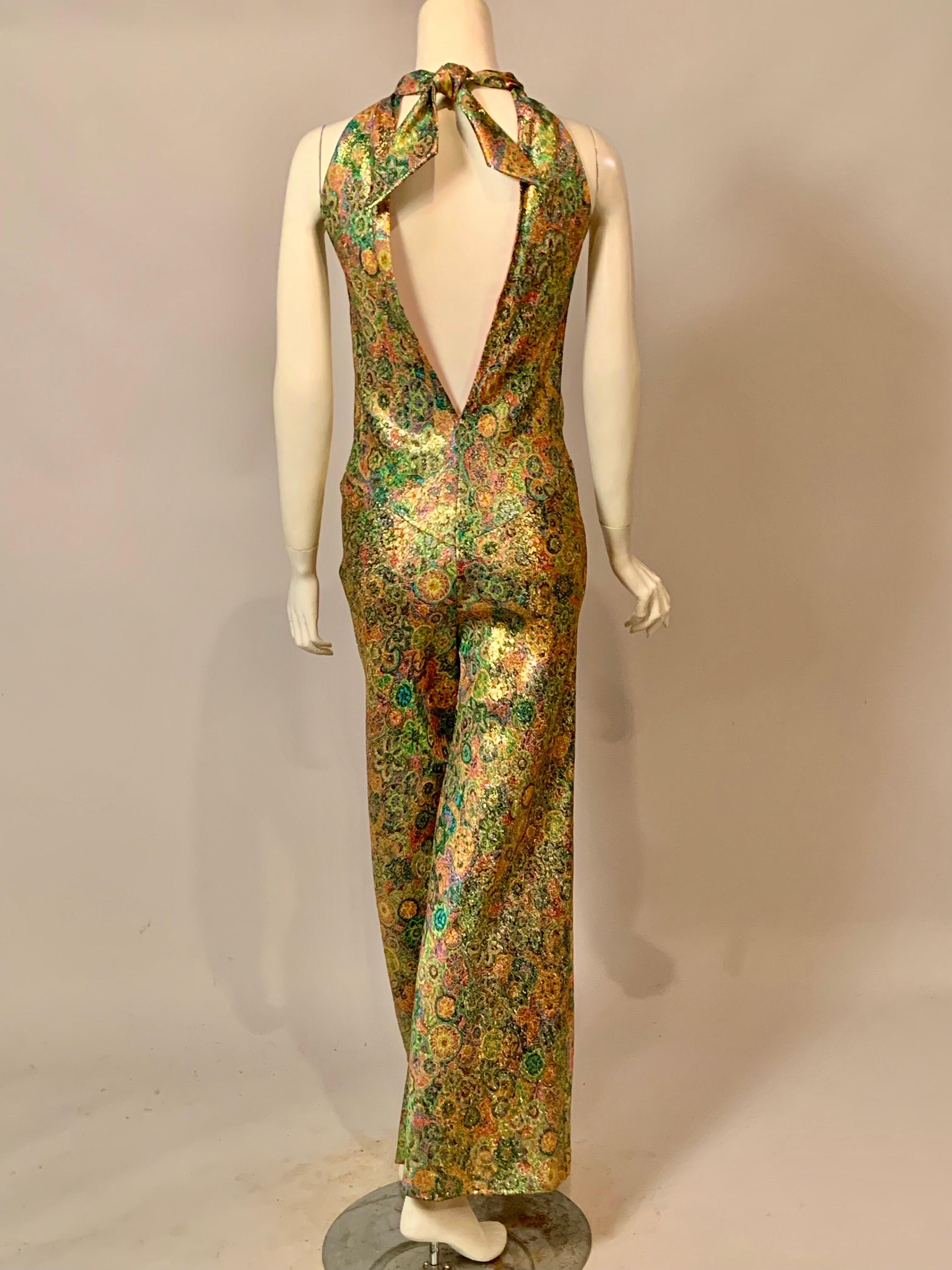 1970’s Bonwit Teller Gold Lame Evening Jumpsuit  3