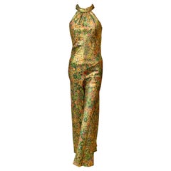 1970's Bonwit Teller Gold Lame Abend Jumpsuit