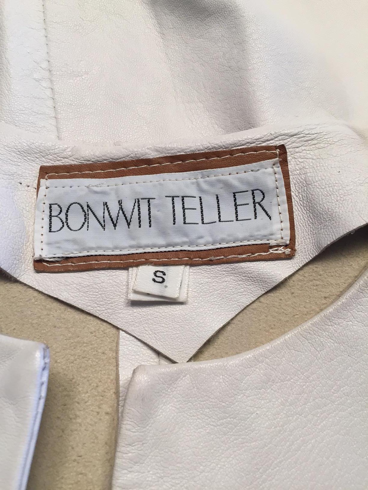 1970's Bonwit Teller White Leather Pullover Blouson Top 3
