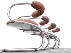 1970s Bonzanini Rudy Design for Tecnosalotto Mantova Italy armchairs, Set of 4