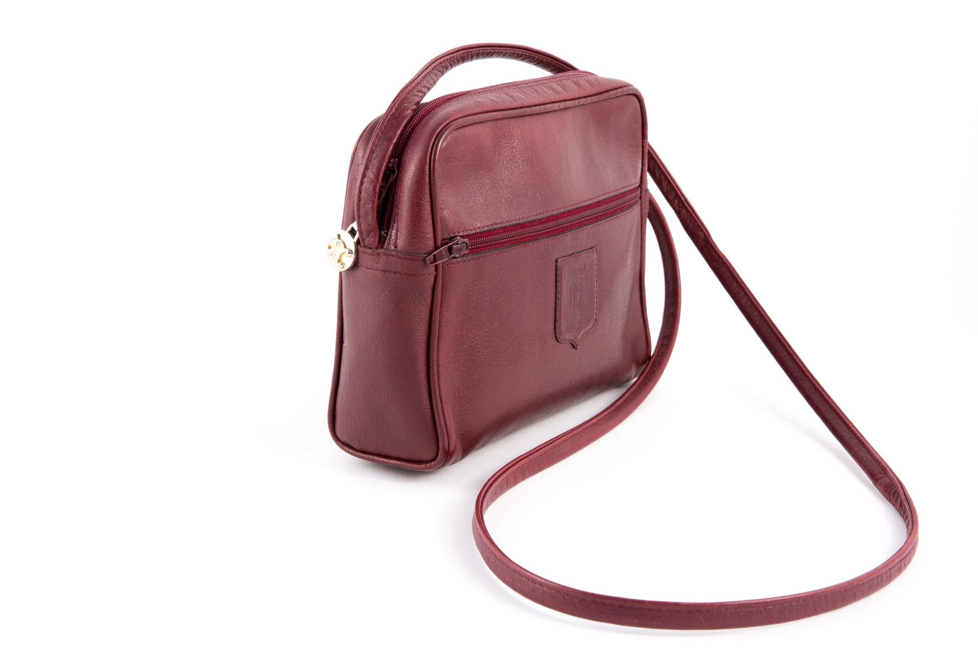 Brown 1970s Bordeaux Celine Leather Shoulder Bag