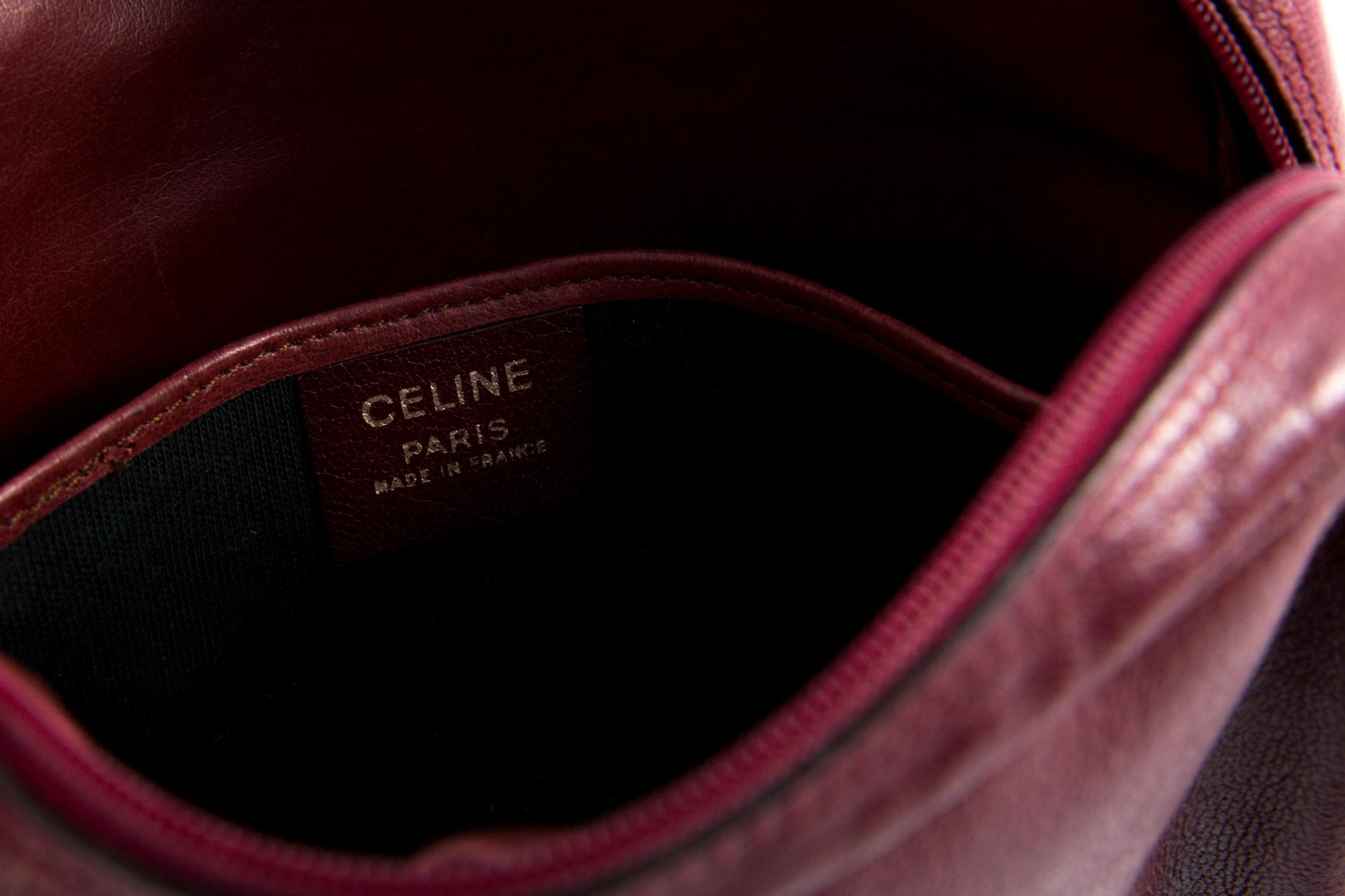 1970s Bordeaux Celine Leather Shoulder Bag 3