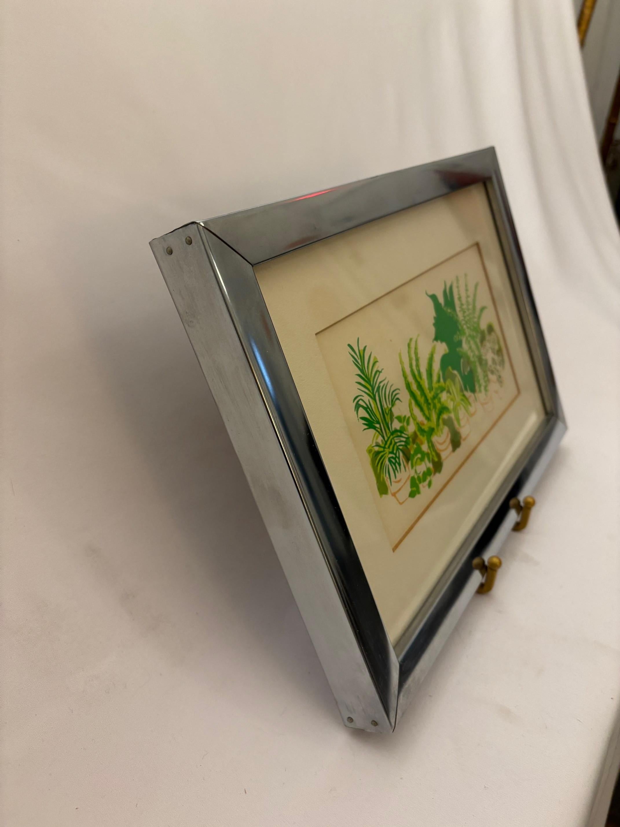 Américain 1970's Botanical Print-œuvre d'art encadrée plantes d'intérieur (1970-80s) en vente