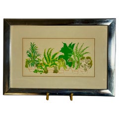 1970's Botanical Print-Framed houseplants artwork (1970s-80s)
