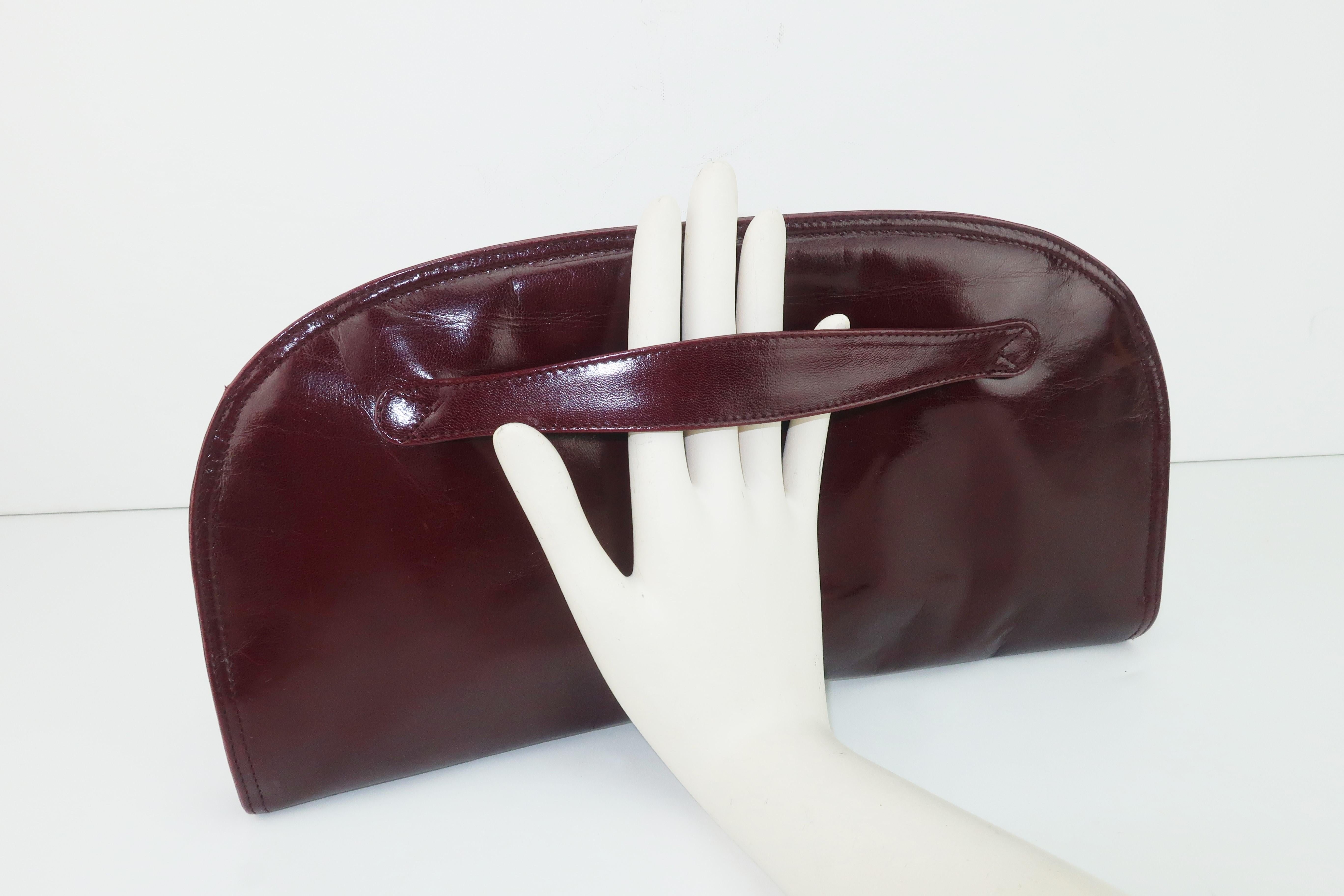Bottega Veneta Burgundy Leather Clutch Handbag, 1970's 5