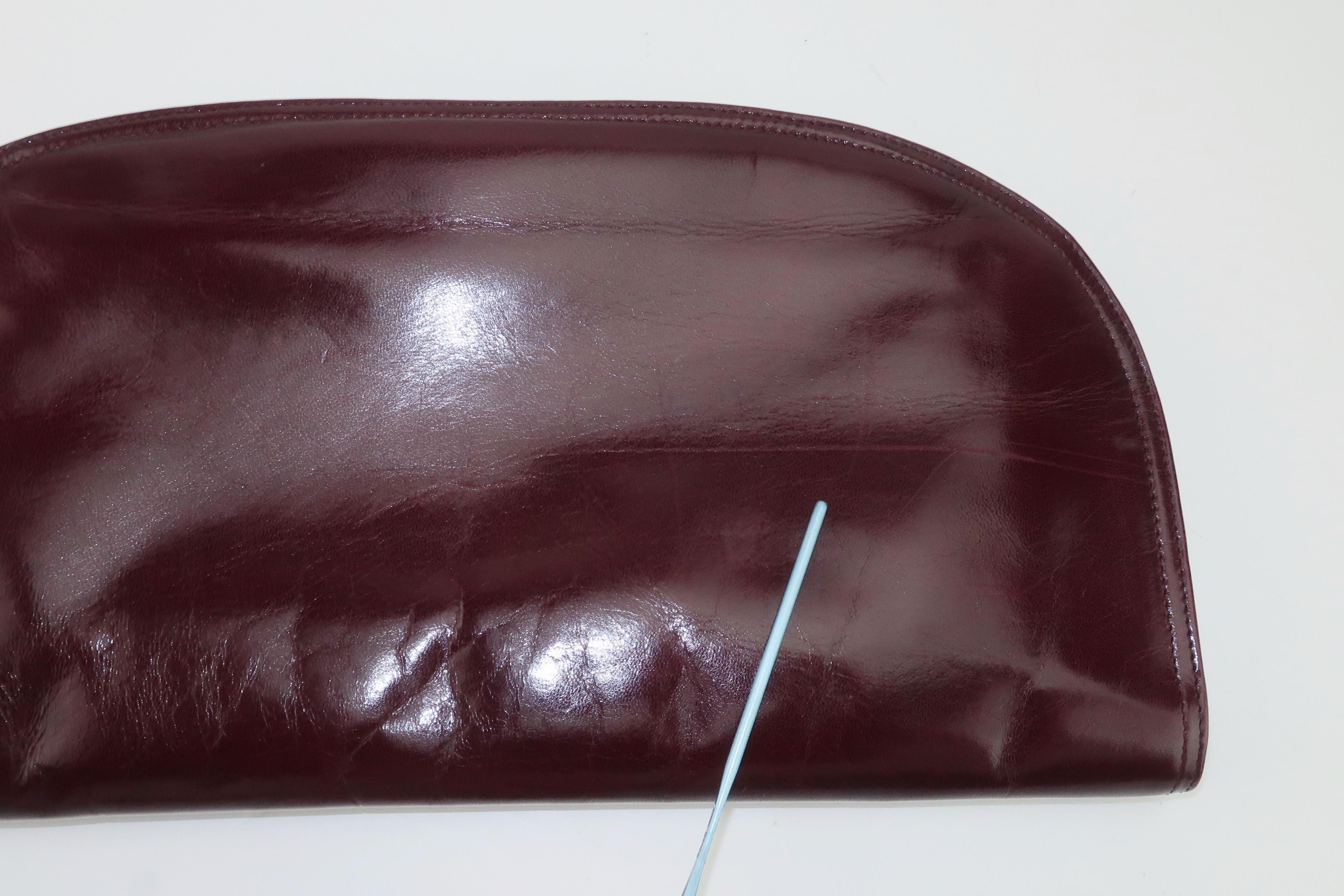 Bottega Veneta Burgundy Leather Clutch Handbag, 1970's 8