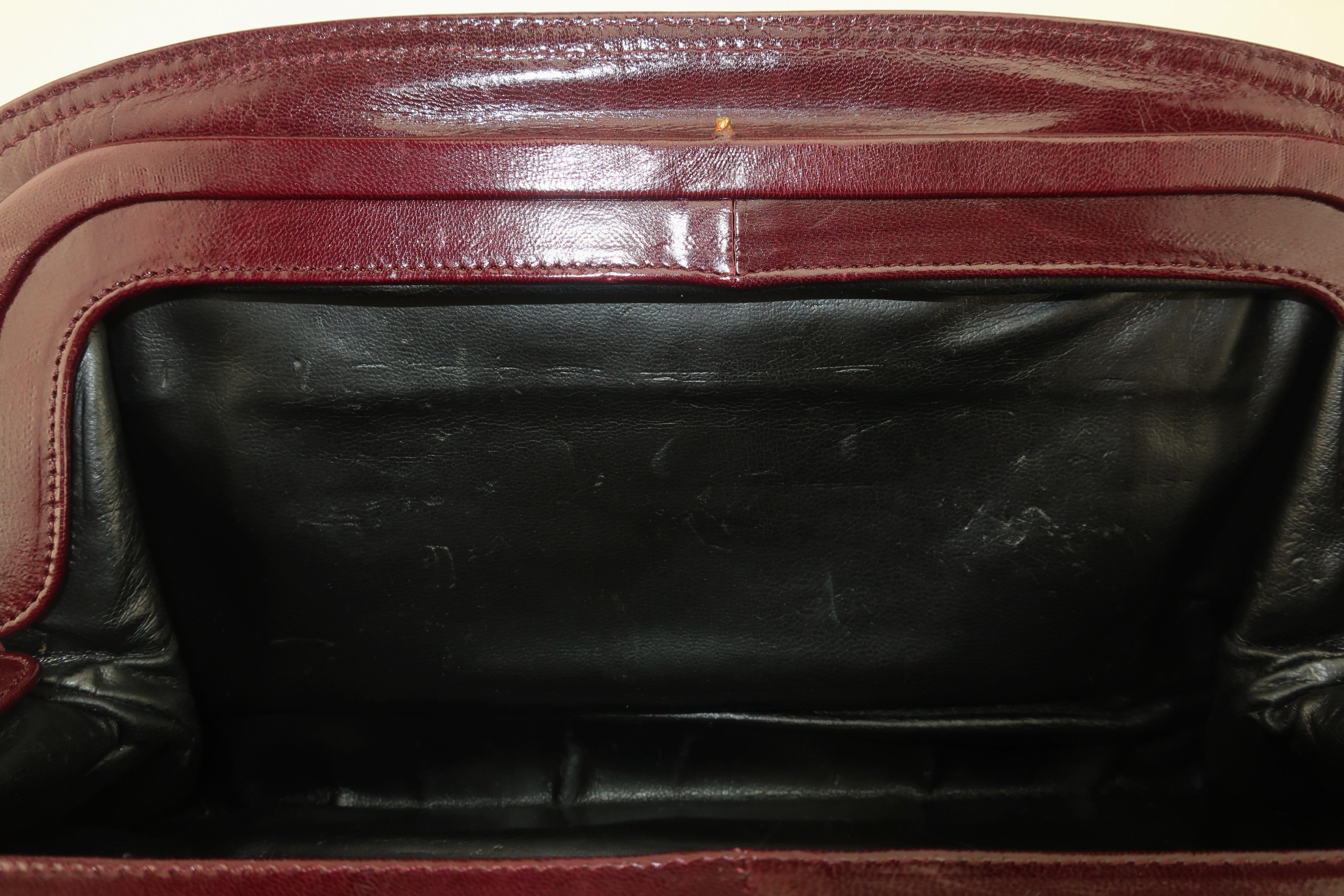 Bottega Veneta Burgundy Leather Clutch Handbag, 1970's 9