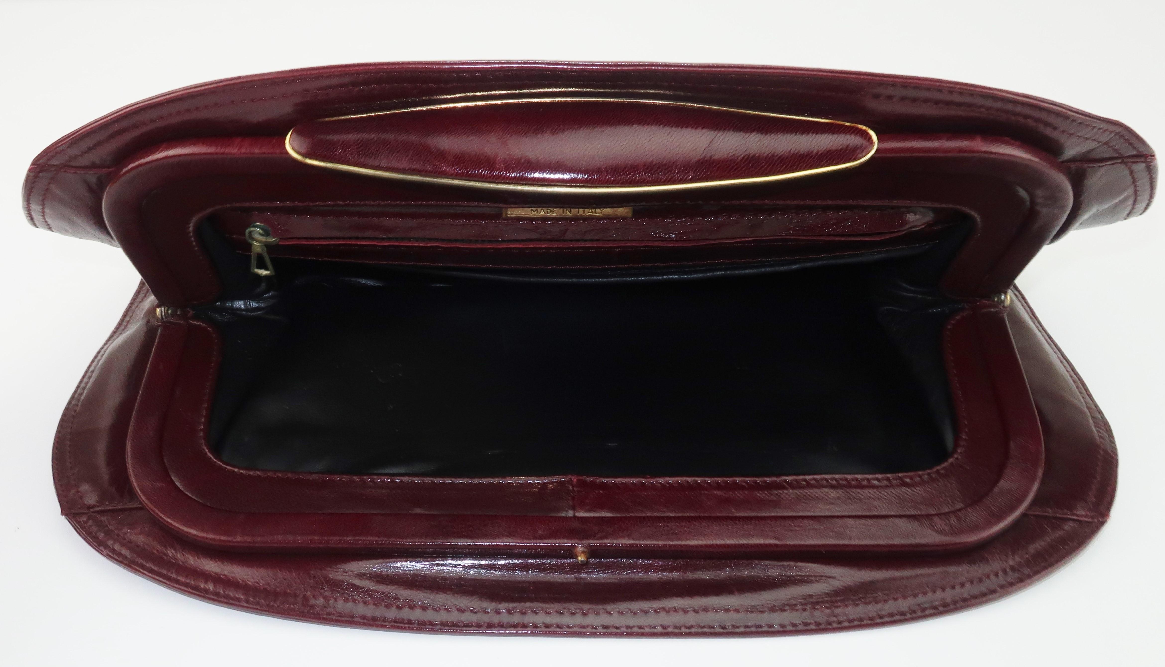 Women's Bottega Veneta Burgundy Leather Clutch Handbag, 1970's