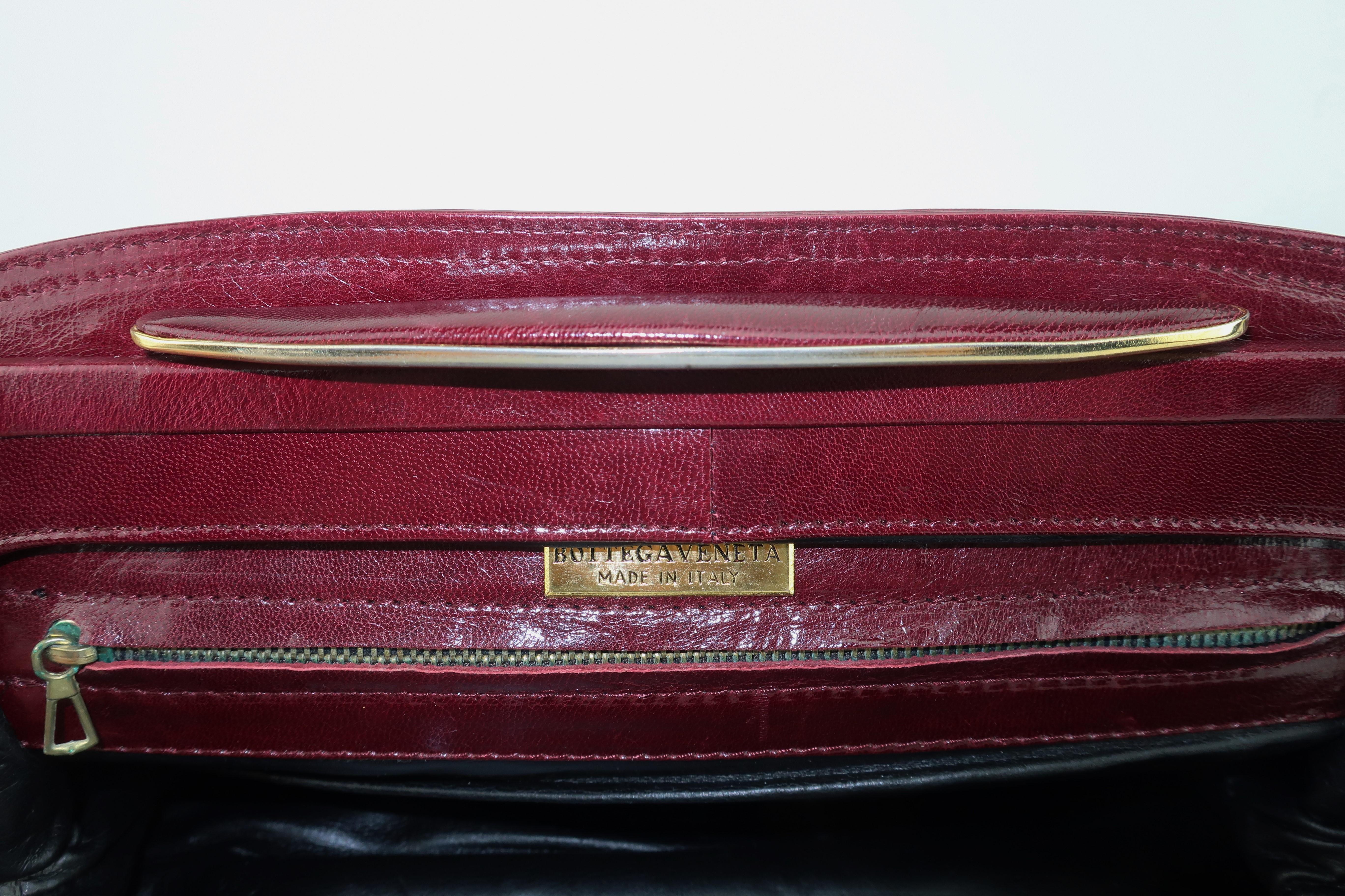 Bottega Veneta Burgundy Leather Clutch Handbag, 1970's 3