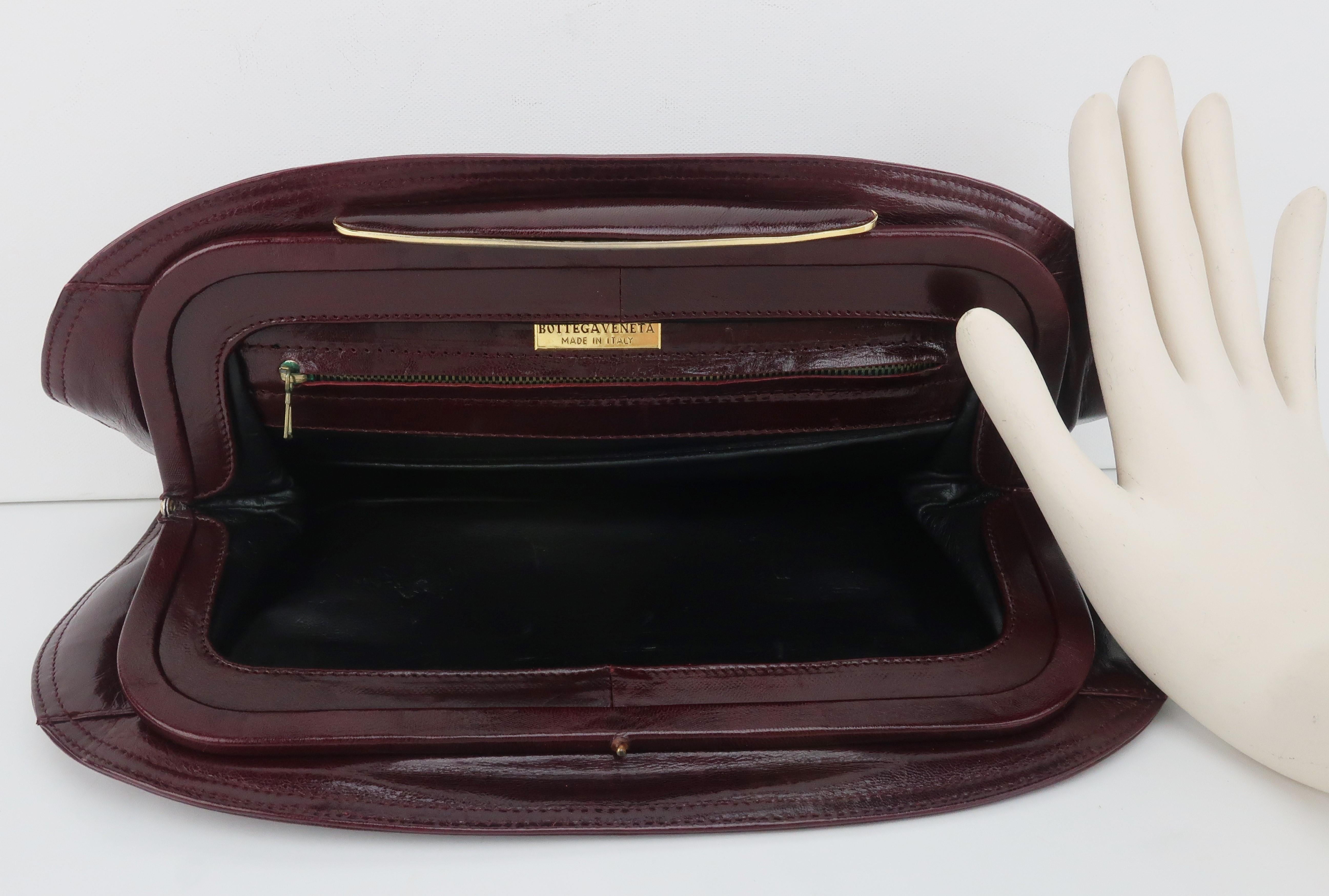 Bottega Veneta Burgundy Leather Clutch Handbag, 1970's 4