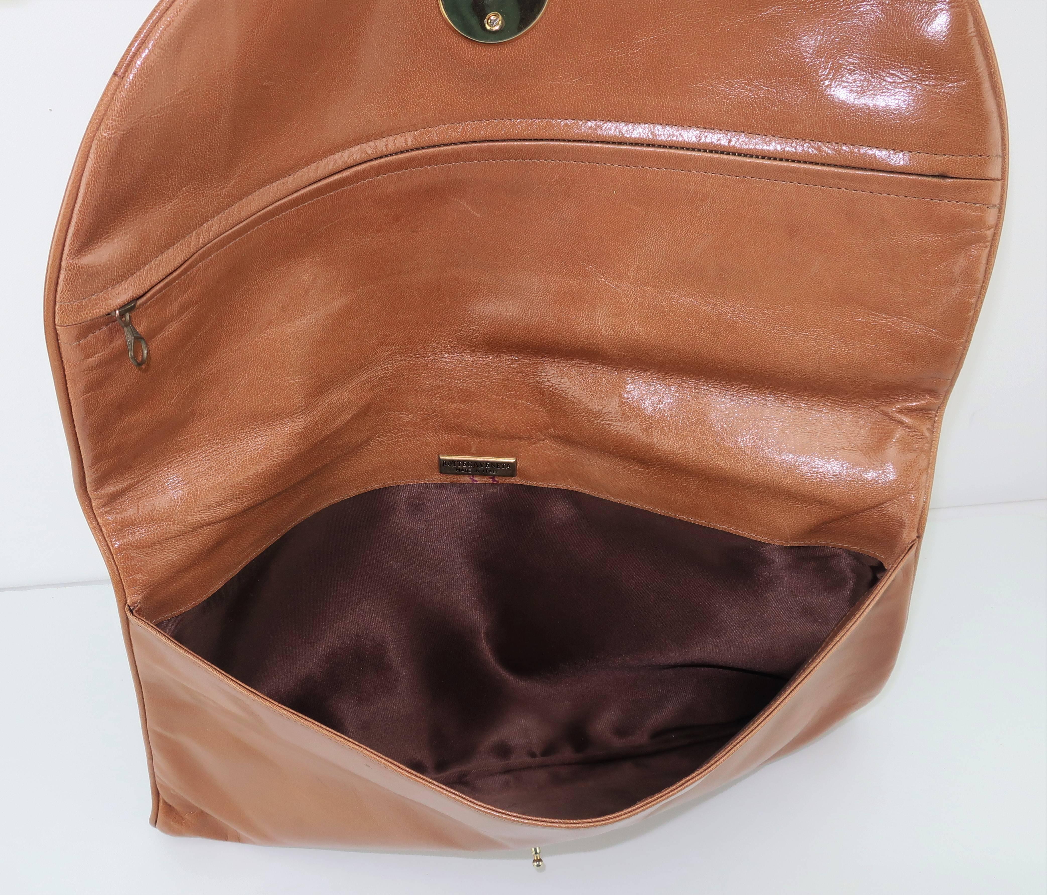1970's Bottega Veneta Large Envelope Leather Clutch Handbag 5
