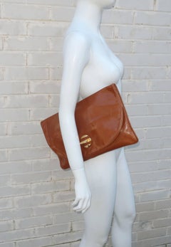 1970's Bottega Veneta Large Envelope Leather Clutch Handbag