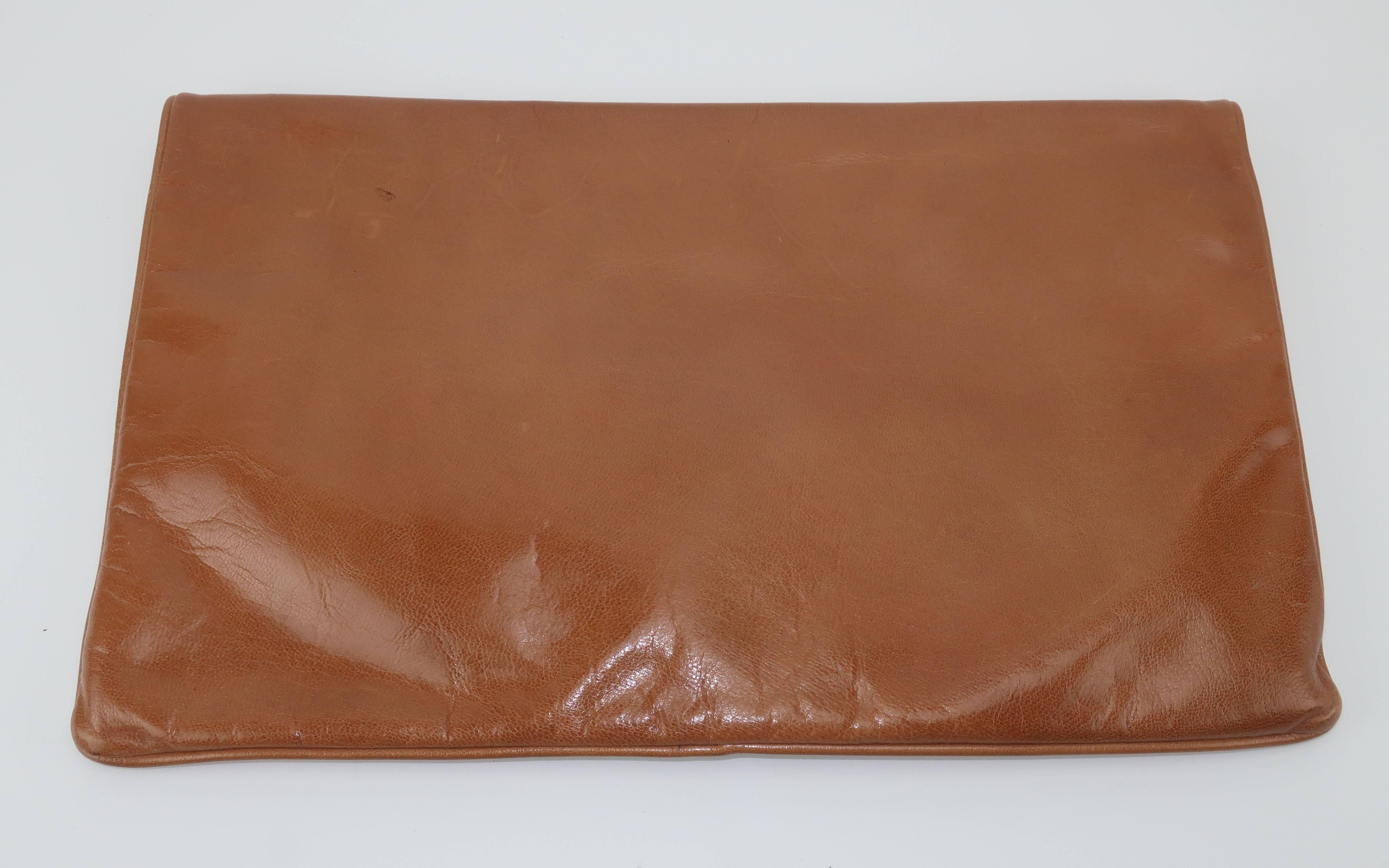 1970's Bottega Veneta Large Envelope Leather Clutch Handbag 2