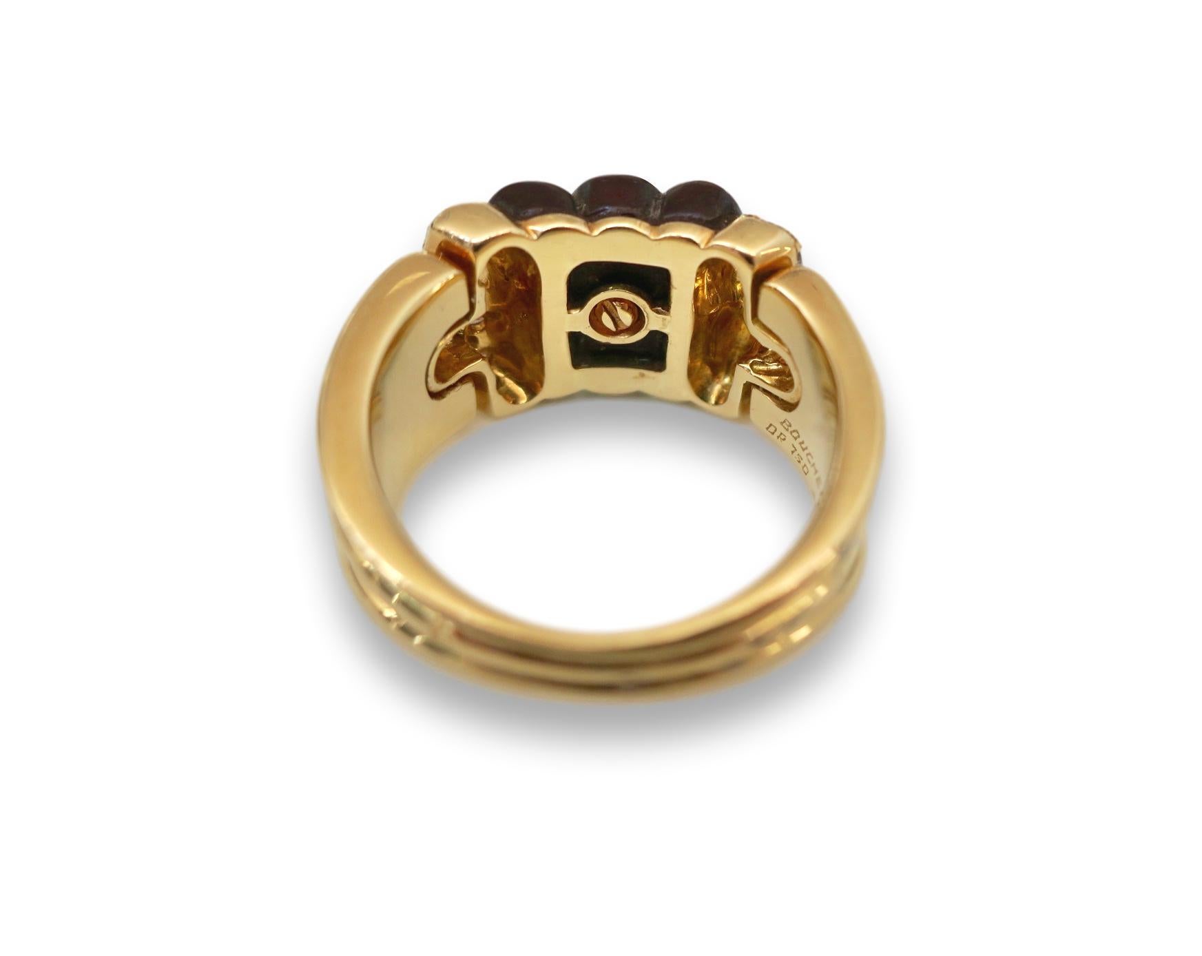 Women's or Men's 1970s Boucheron Wood Diamond and Gold Ring