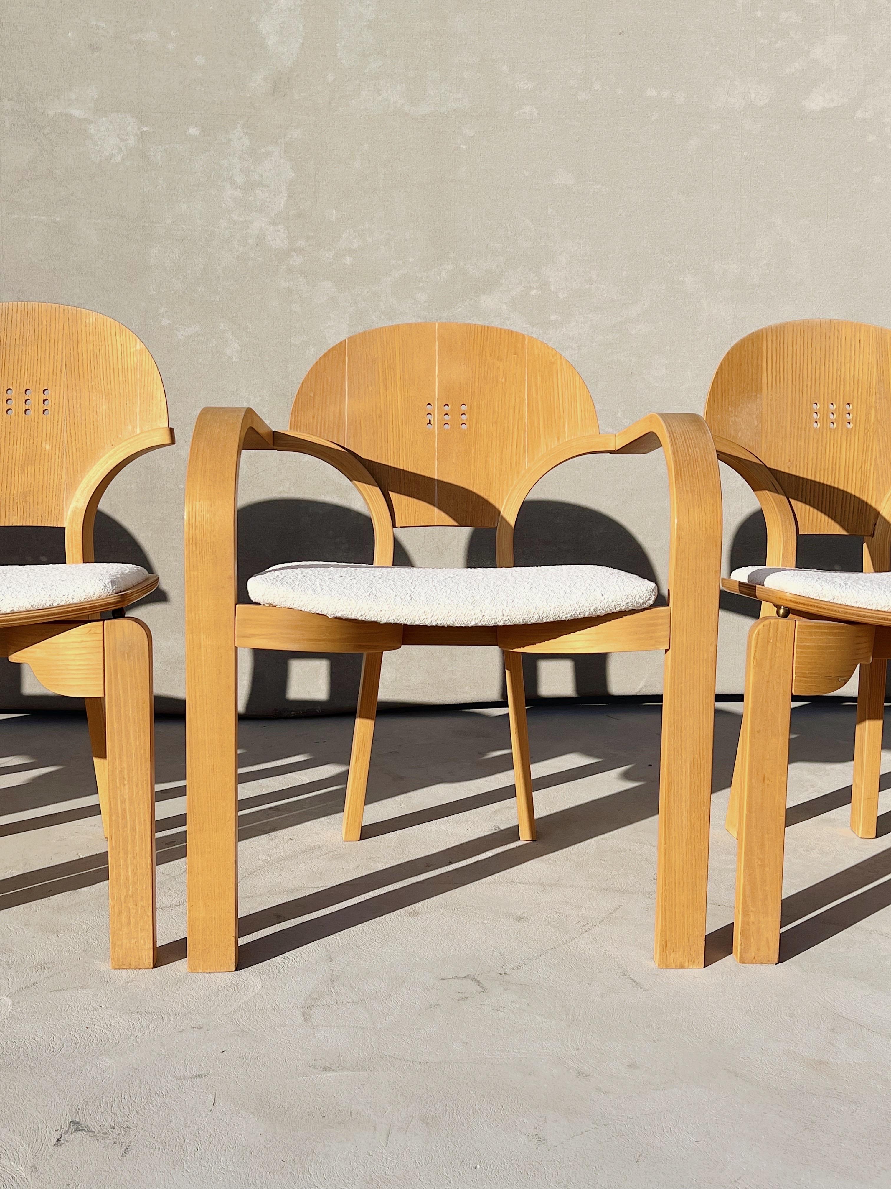 1970s Boucle Bentwood Dining Chairs by Paul Epp, Set of 6 2