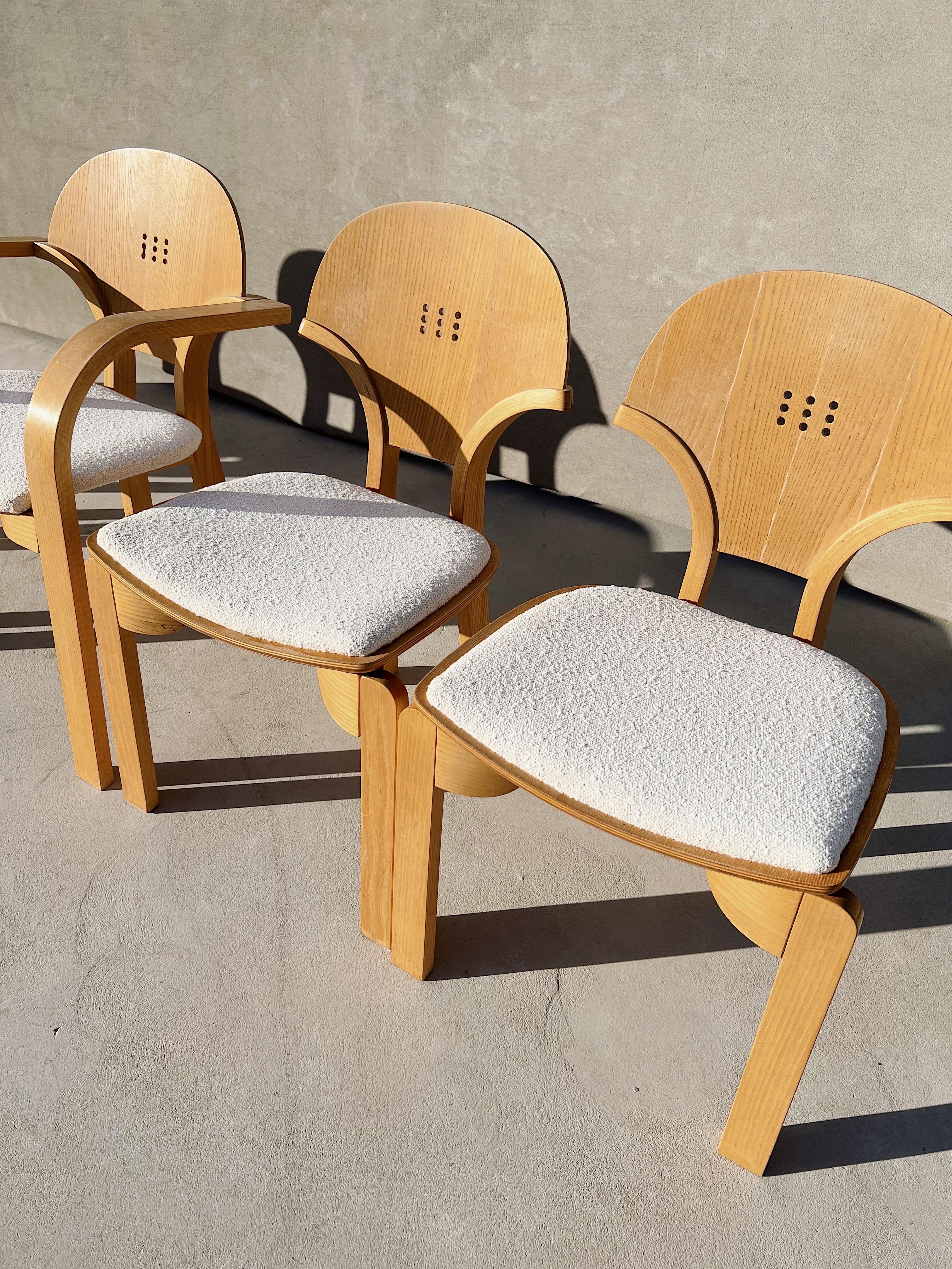1970s Boucle Bentwood Dining Chairs by Paul Epp, Set of 6 5