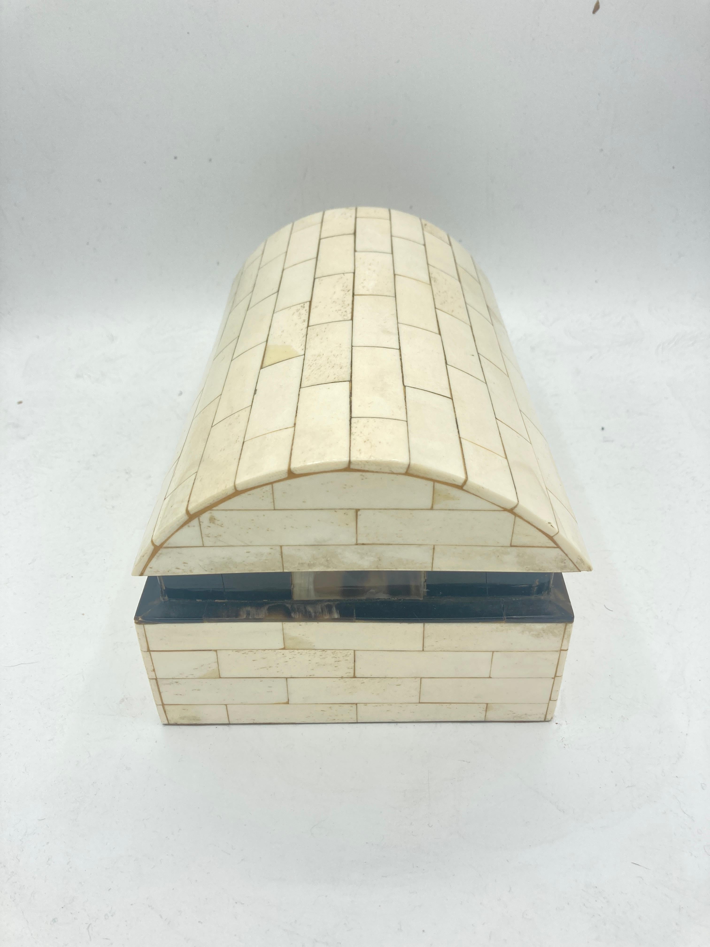 English 1970's boxe with marquetry of bones in the style of Anthony Redmile For Sale