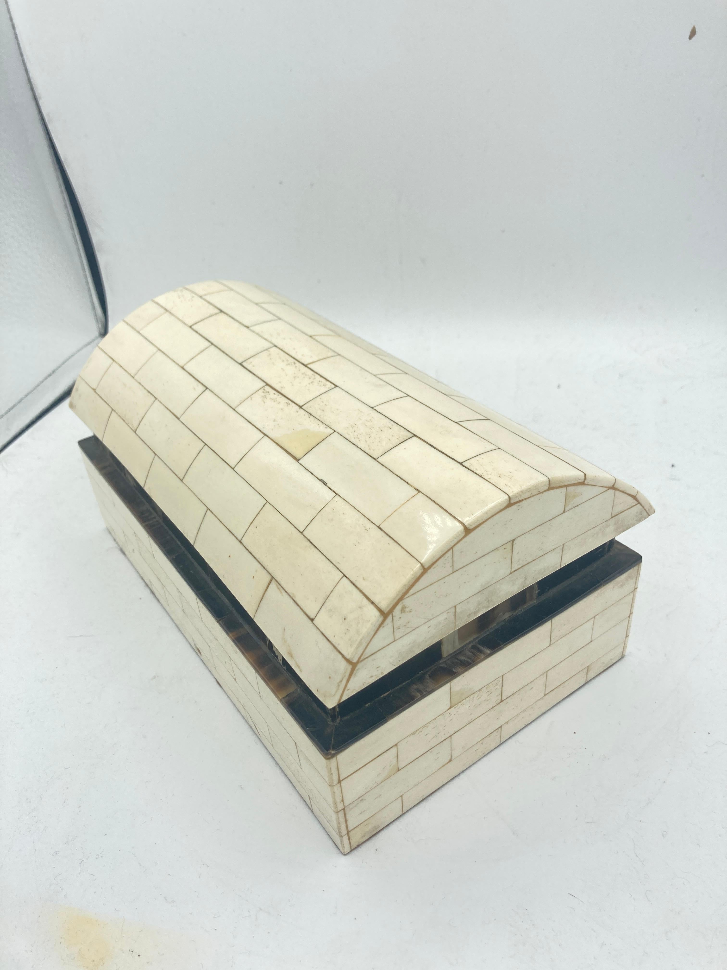 Late 20th Century 1970's boxe with marquetry of bones in the style of Anthony Redmile For Sale