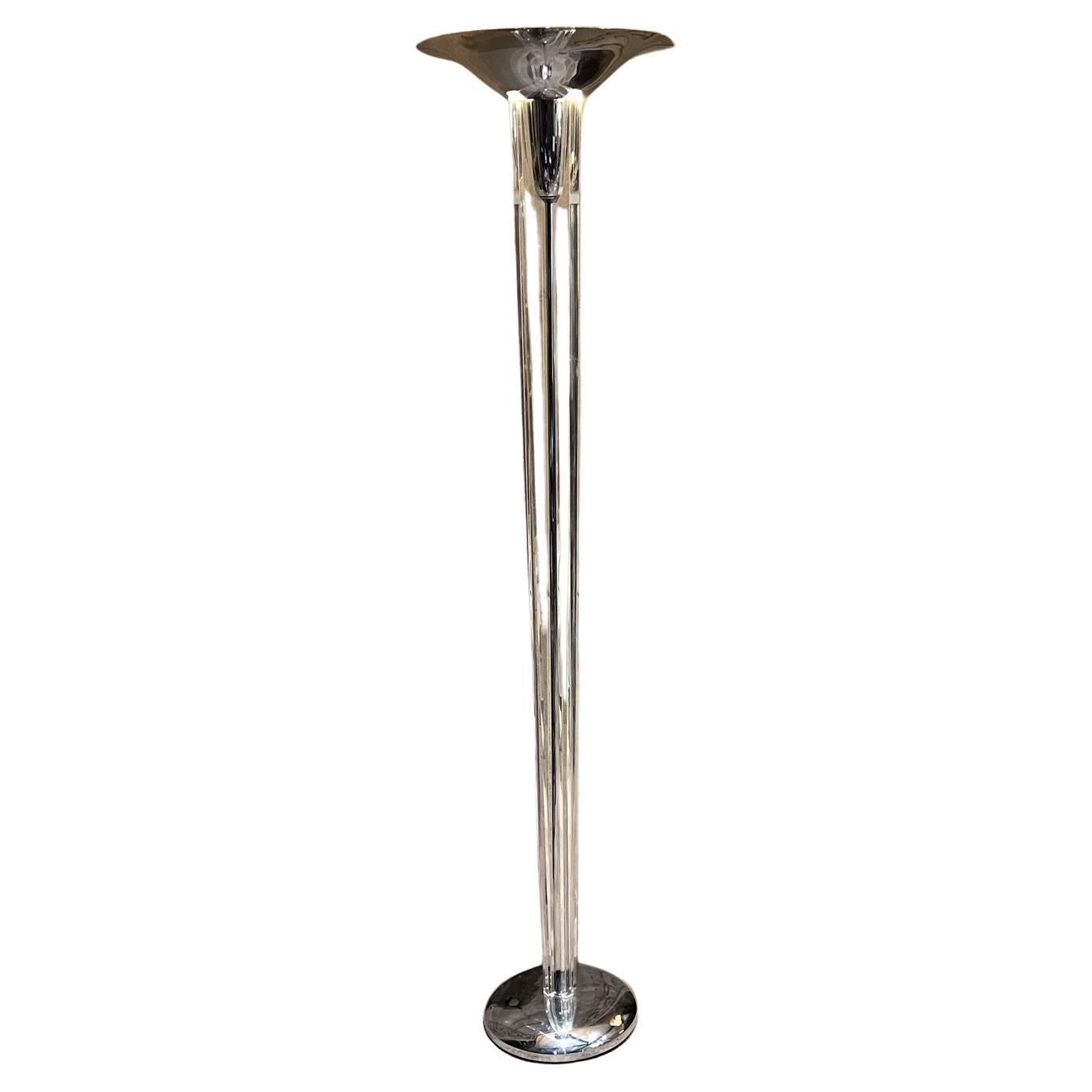 1970s Boyd Lighting Company Chrome Floor Lamp Deco Torchiere  For Sale