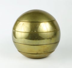 1970s Brass 5-Piece Sphere/Orb of Stacked Bowls/Ashtrays by Tommaso Barbi, Italy
