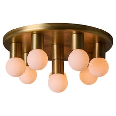 1970s Brass 8-Bulb Flush Mount Attributed to Gaetano Sciolari
