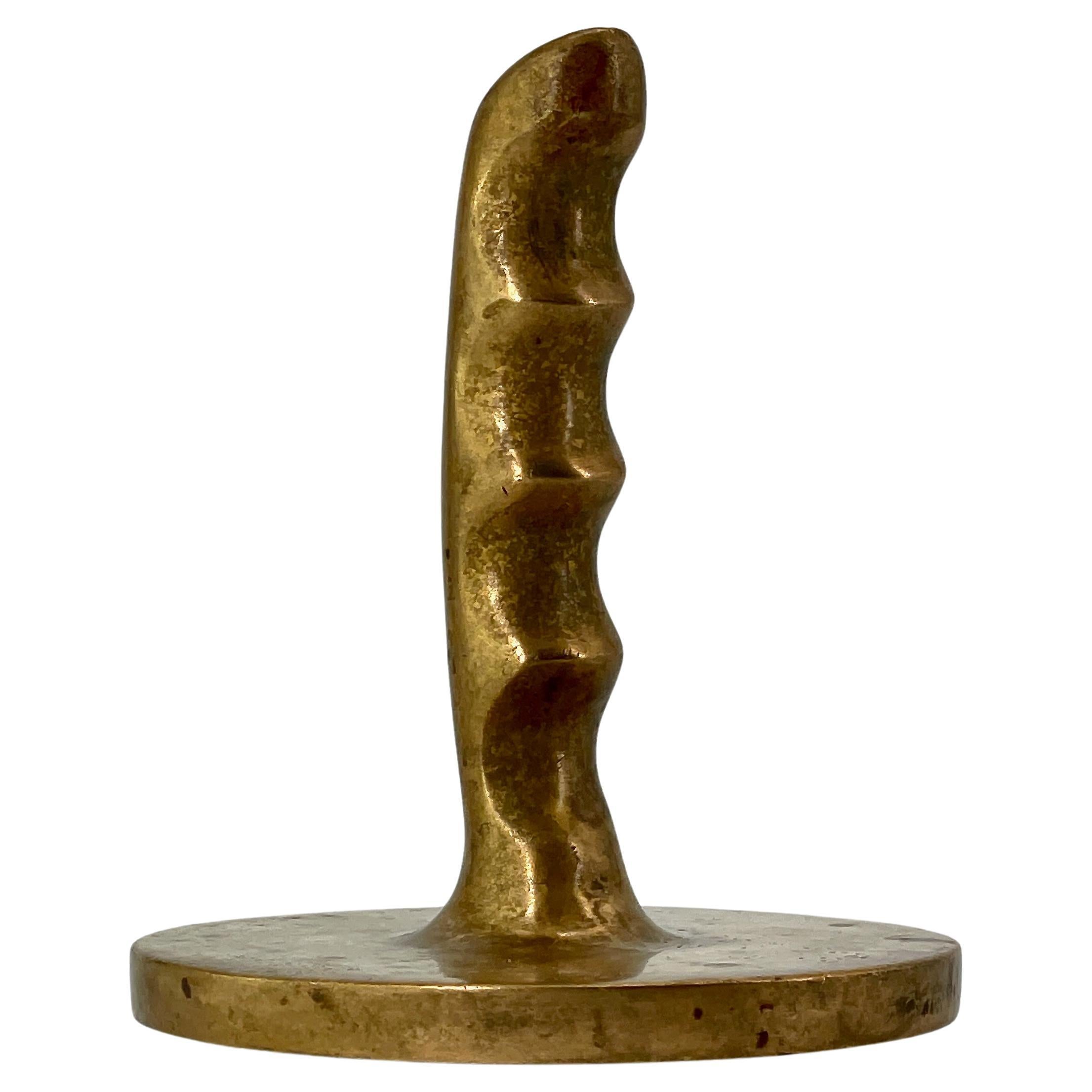 1970er Jahre Messing abstrakte Joystick Tabelle Skulptur Tamper Hammer wie Aubock im Angebot