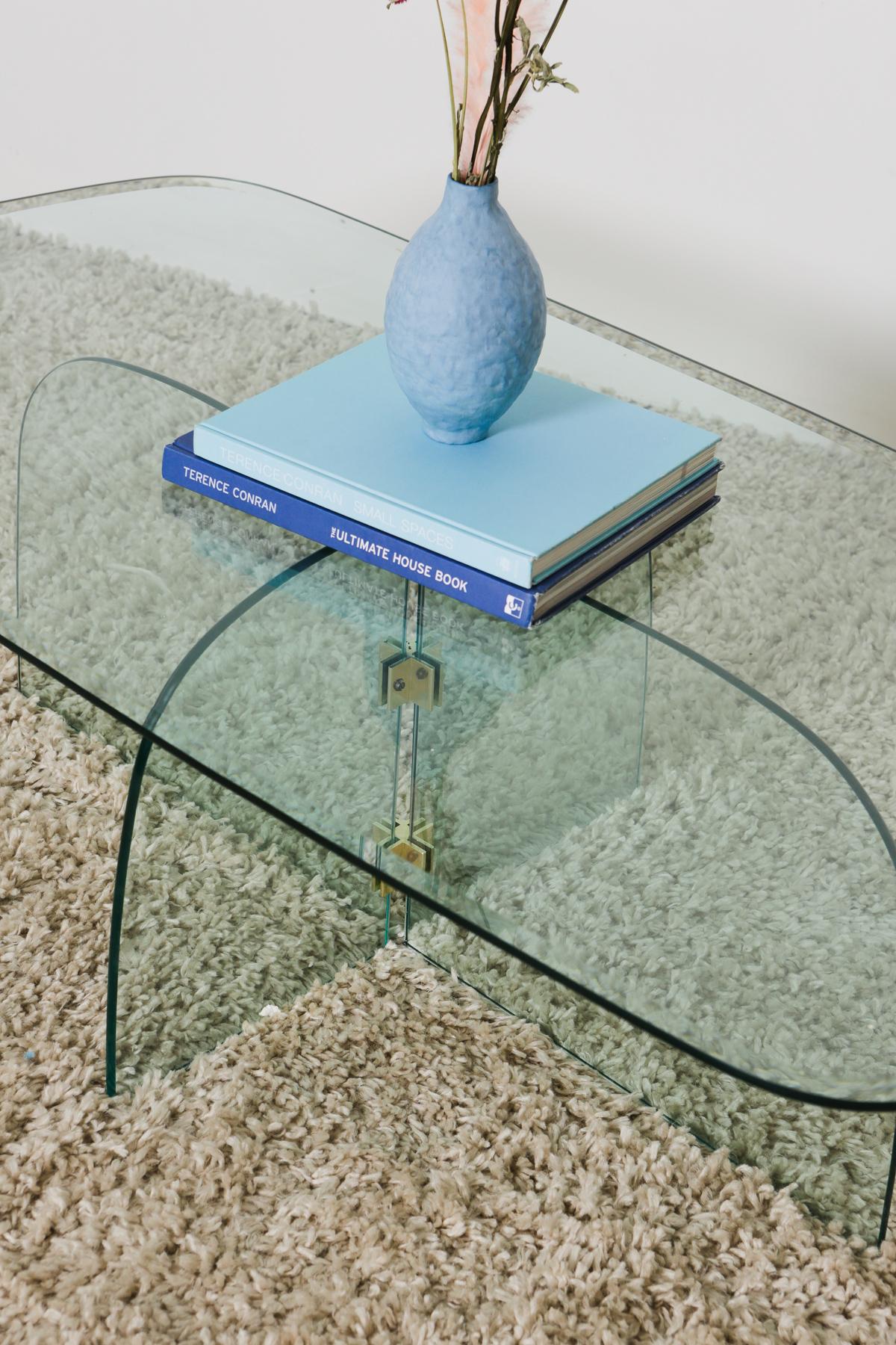 1970s Brass and Beveled Glass Coffee Table in Style of Pace Collection 1